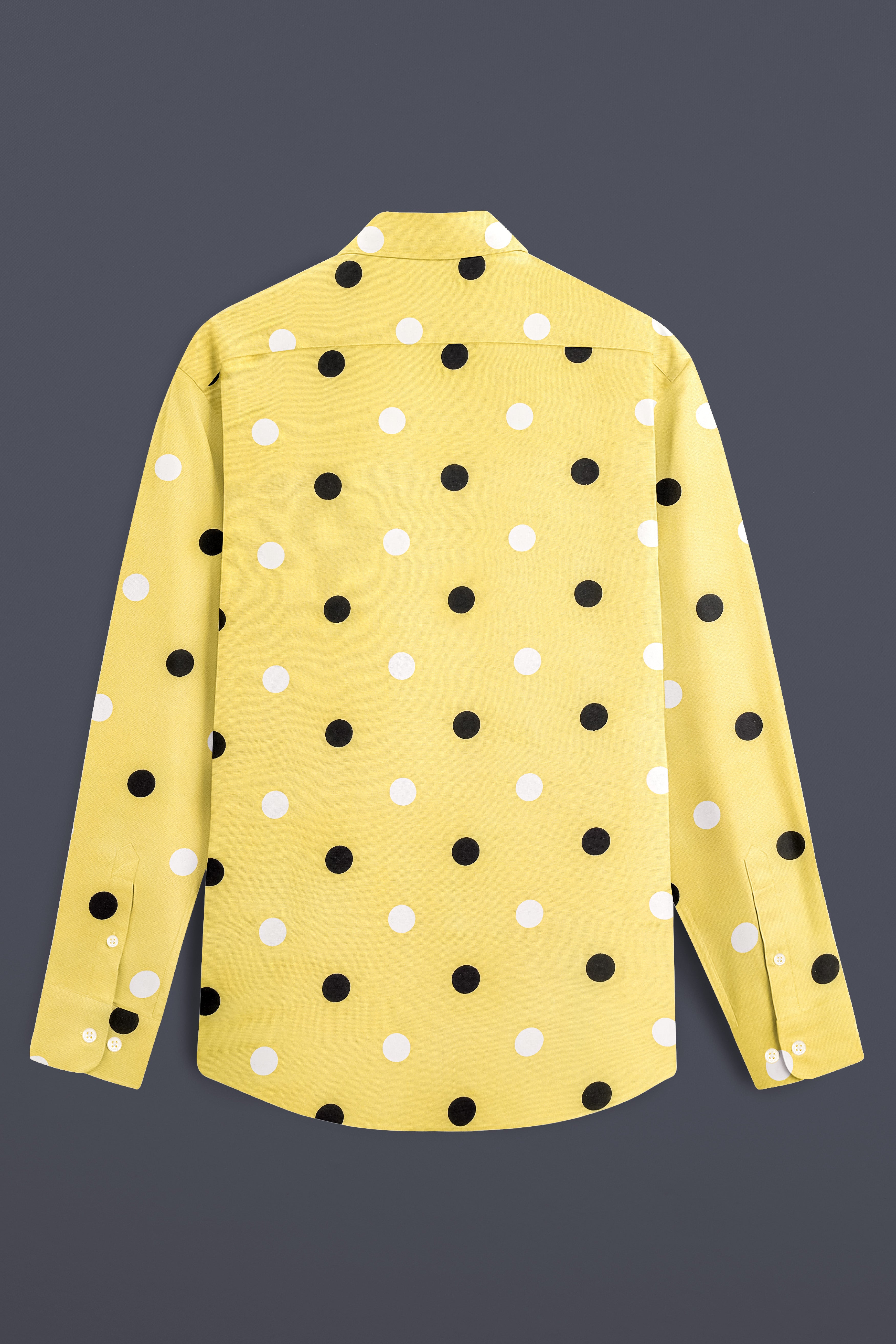 Mellowa-Jasmine Yellow Polka Dots Printed Super Soft Tencel Designer Casual Shirt