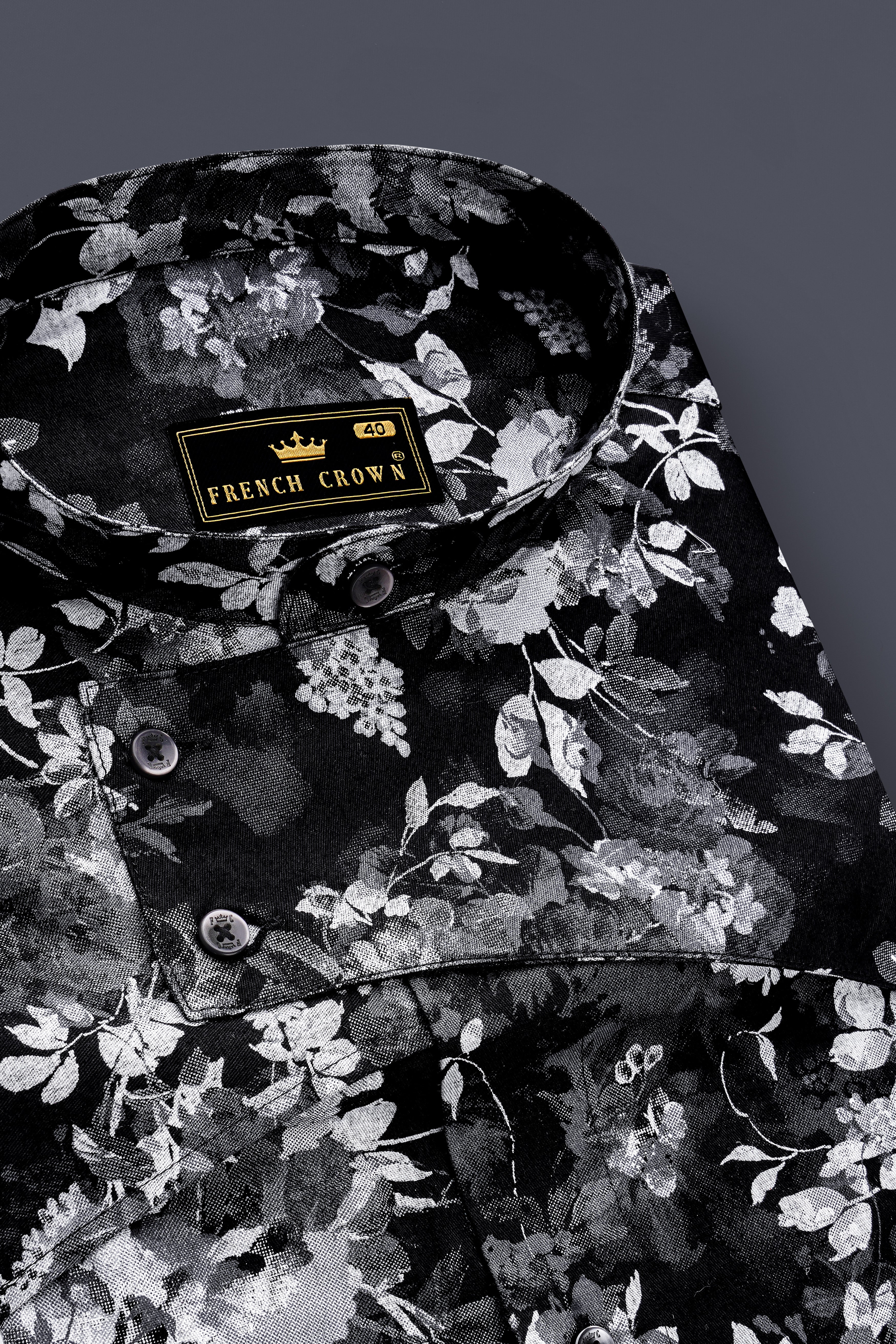 Florentine-Jade Black Floral Printed Subtle Sheen Super Soft Premium Cotton Casual Designer Shirt
