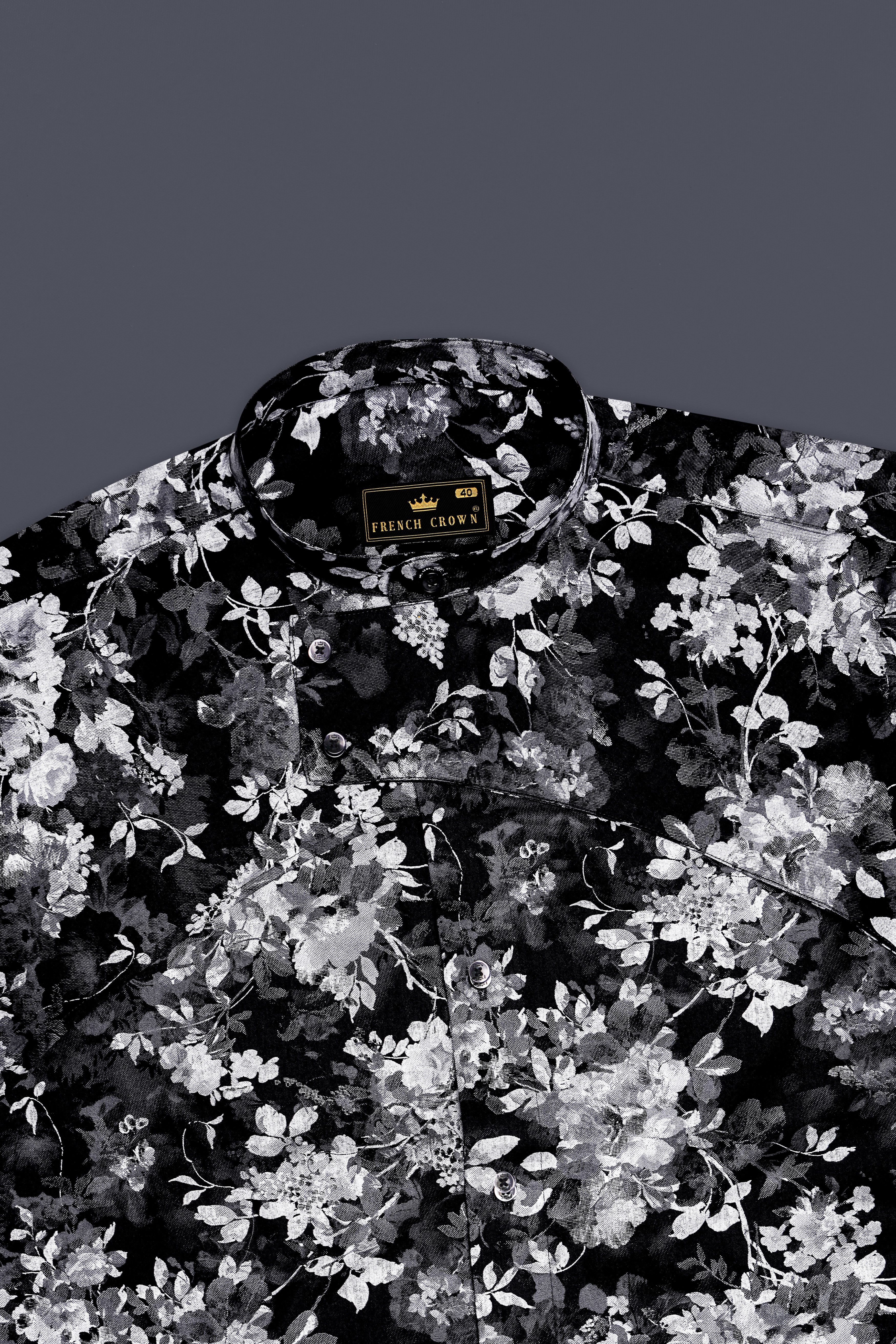 Florentine-Jade Black Floral Printed Subtle Sheen Super Soft Premium Cotton Casual Designer Shirt