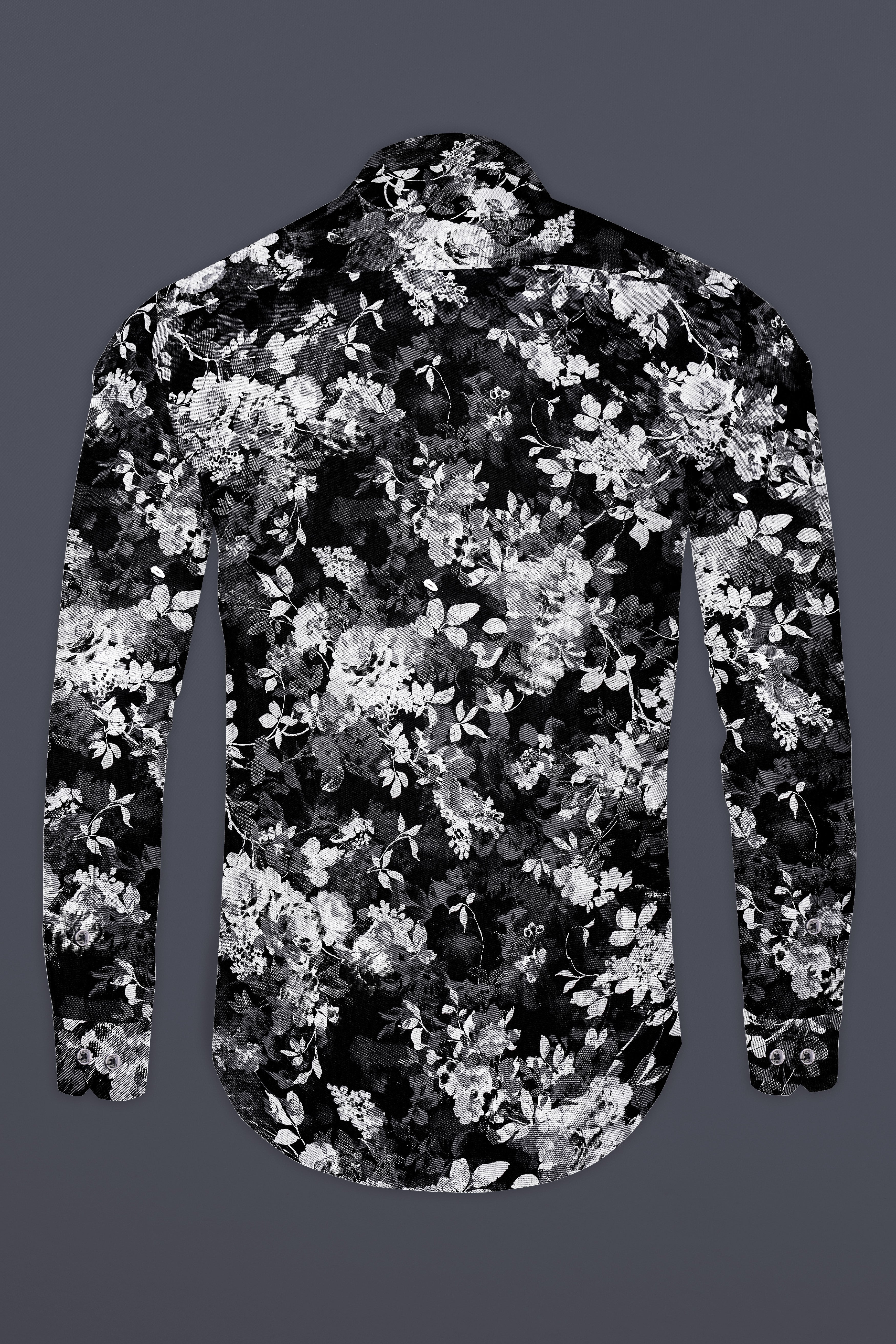 Florentine-Jade Black Floral Printed Subtle Sheen Super Soft Premium Cotton Casual Designer Shirt