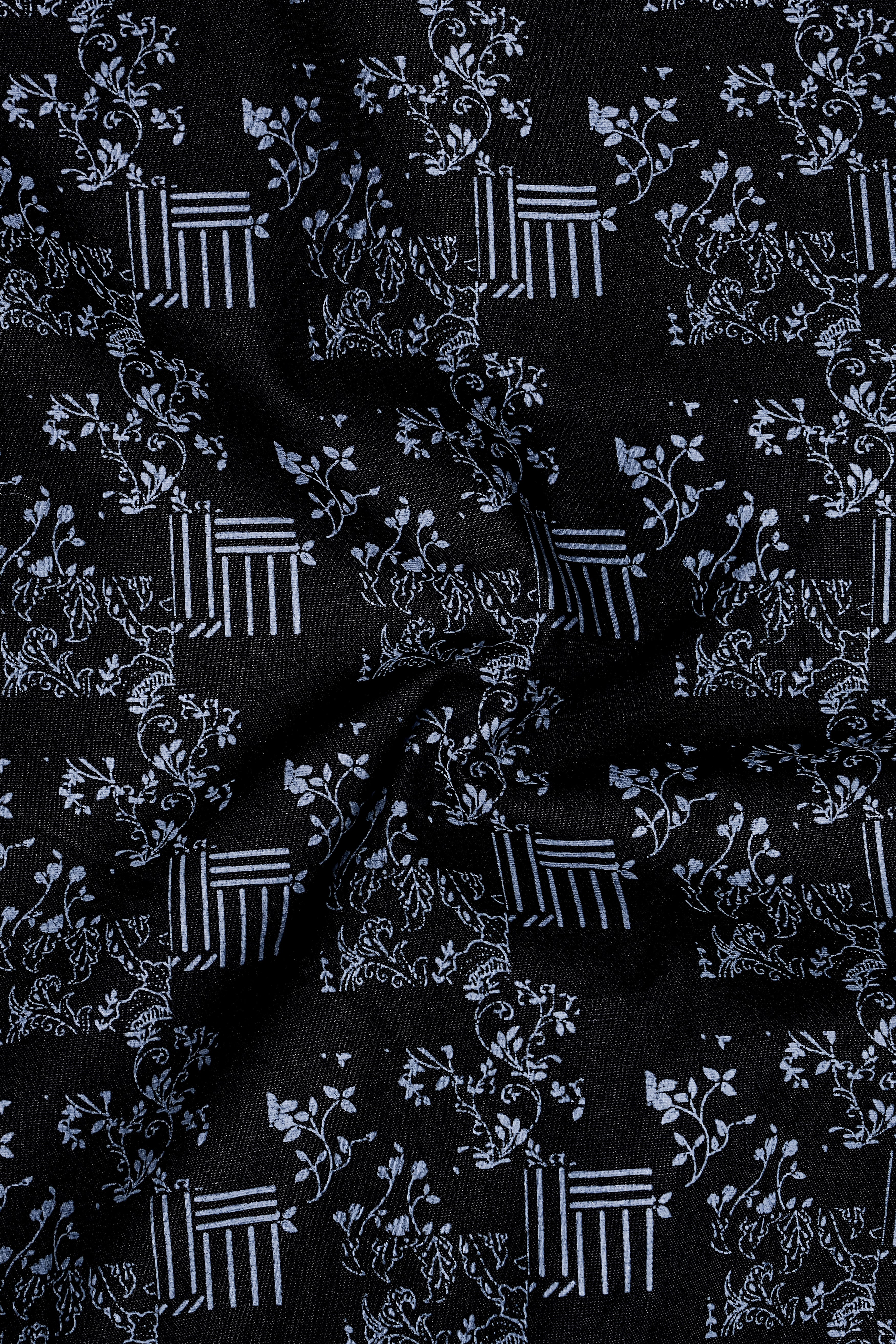 Vesperin-Smoky Black Printed Super Soft Premium Cotton Semi Formal Shirt