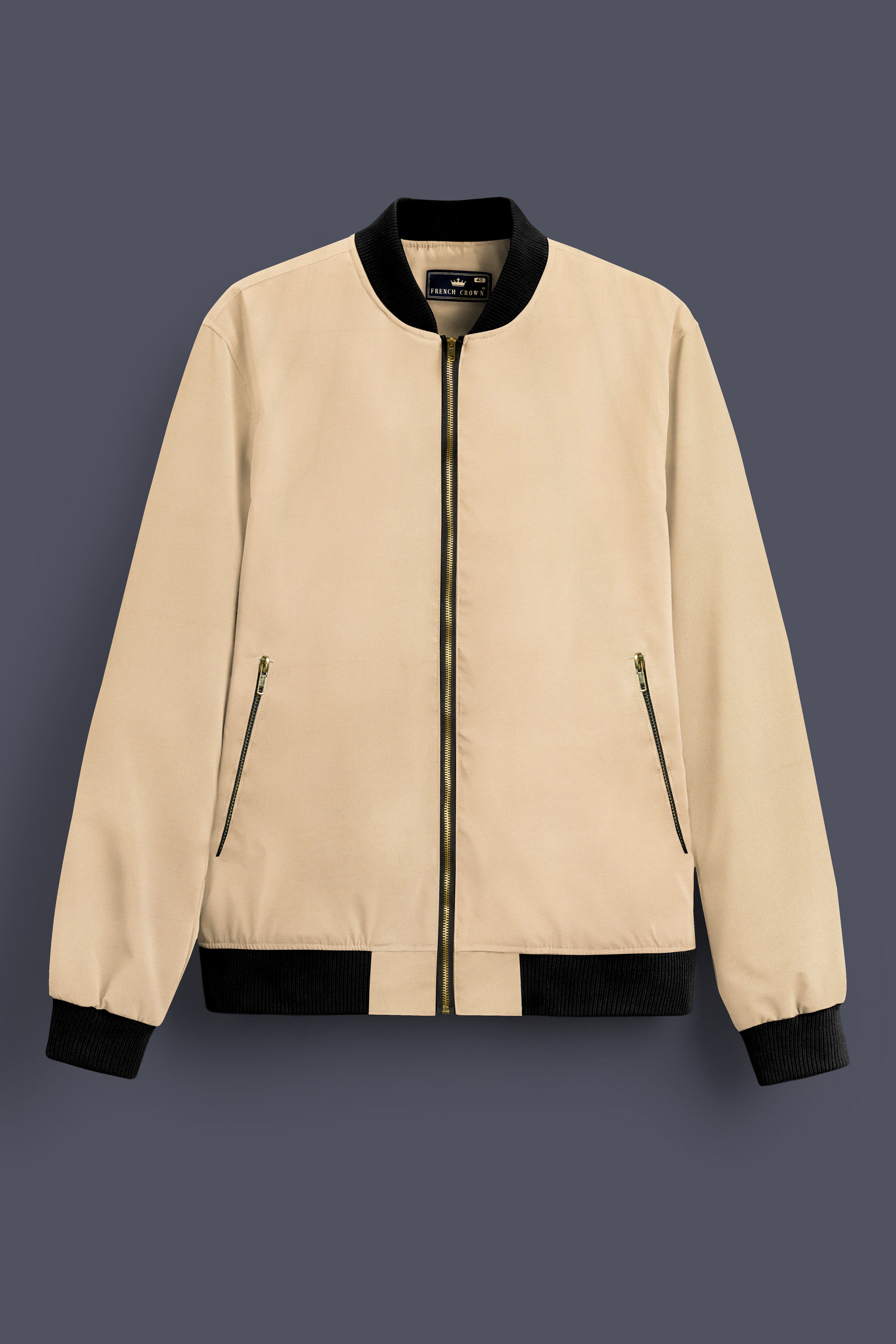 Beauroan-Sandrift Brown Premium Cotton Bomber Jacket