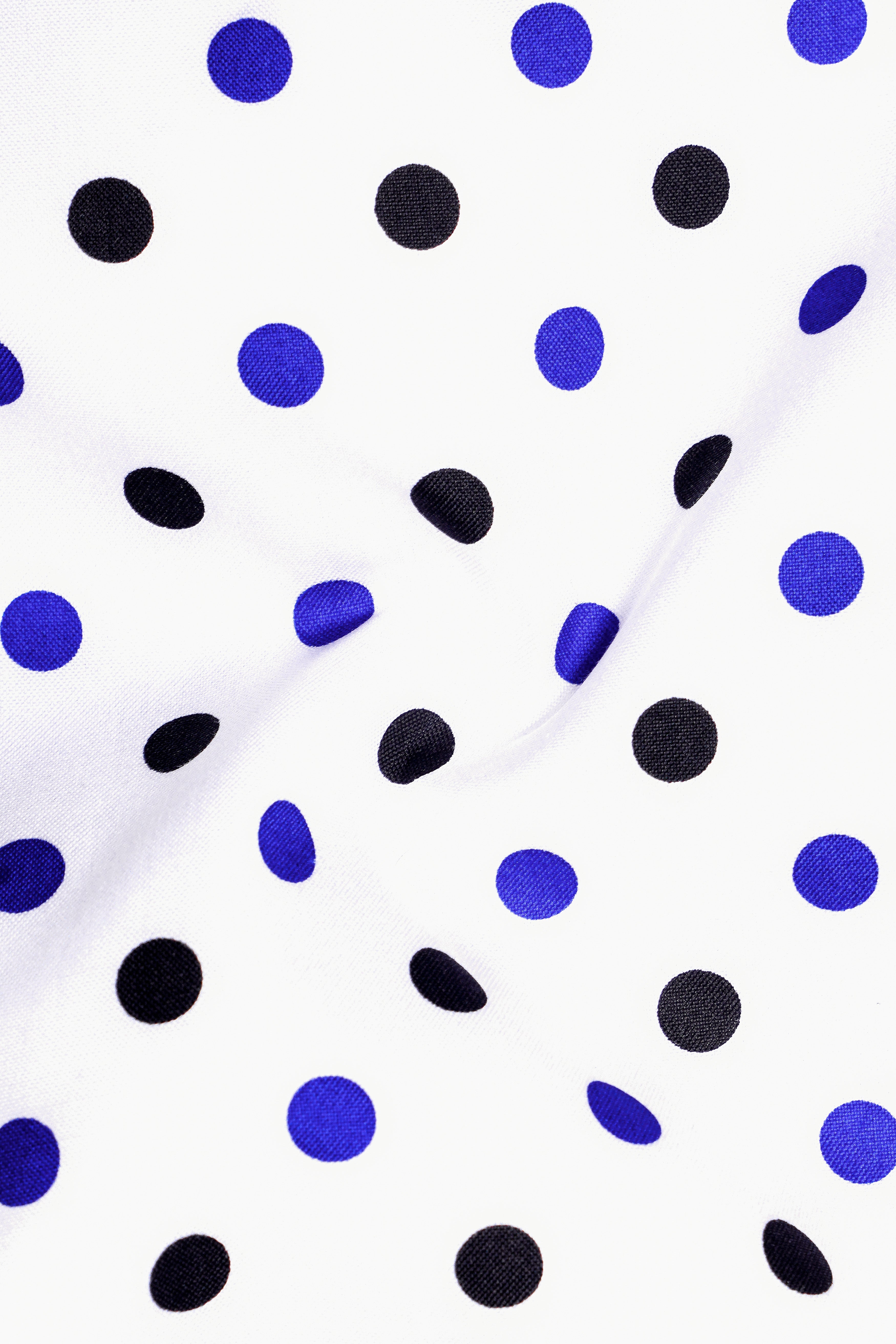 Nivoro-Bright White And Zaffre Blue Polka Dotted Printed Oxford Premium Cotton Semi Formal Shirt