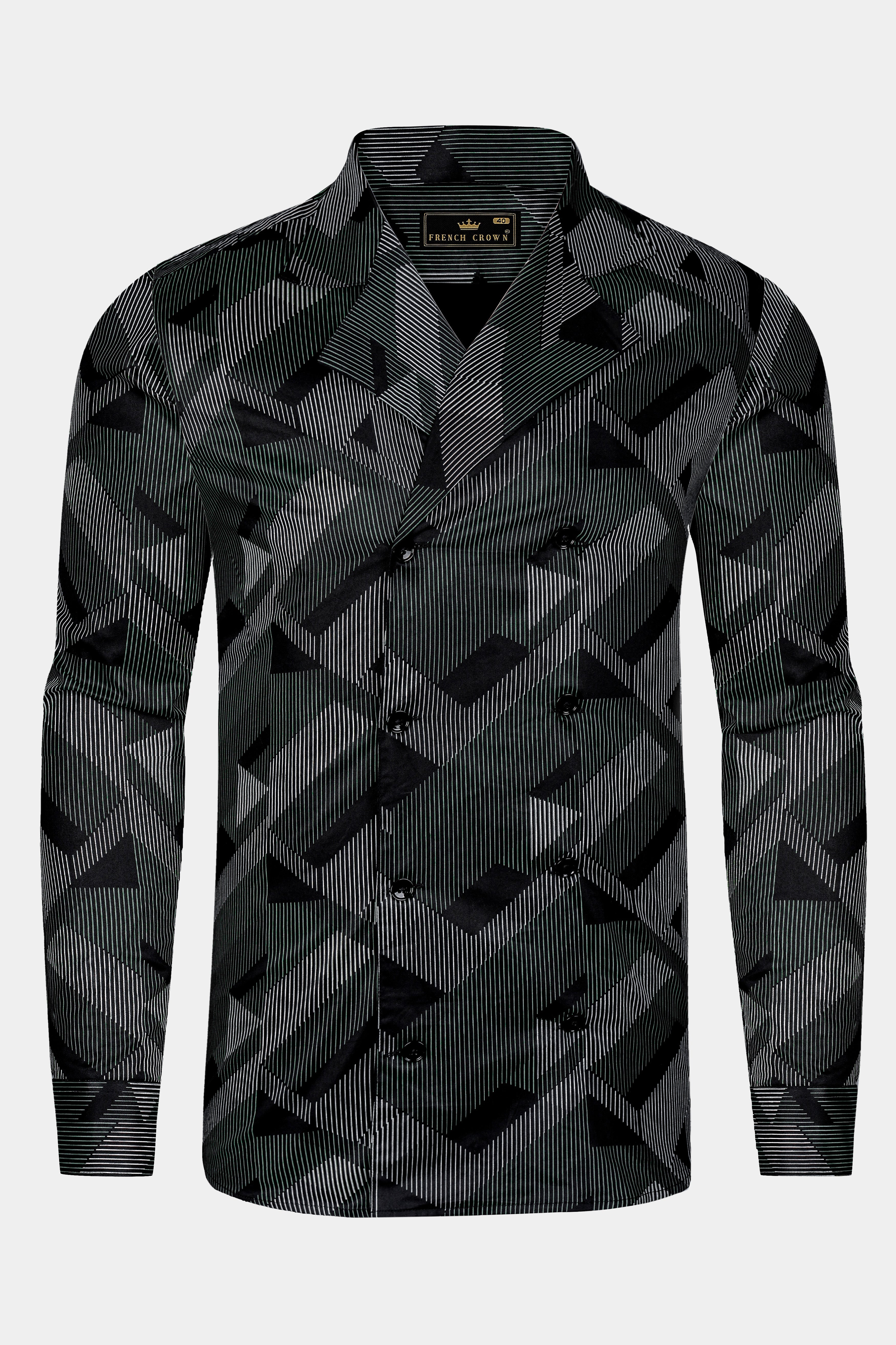 Midnight-Jade Black Printed Subtle Sheen Super Soft Premium Cotton Desinger Casual Shirt