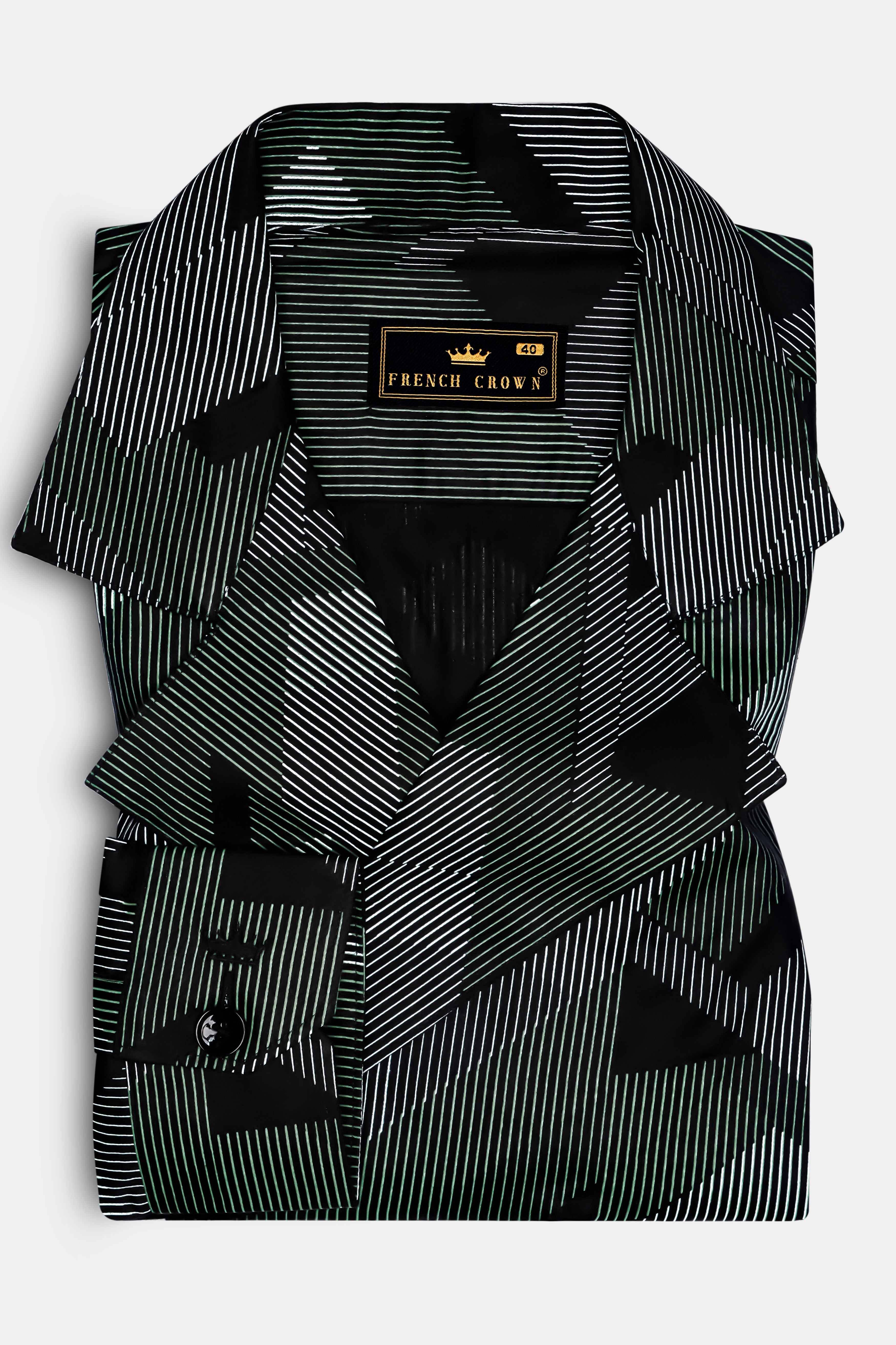 Midnight-Jade Black Printed Subtle Sheen Super Soft Premium Cotton Desinger Casual Shirt