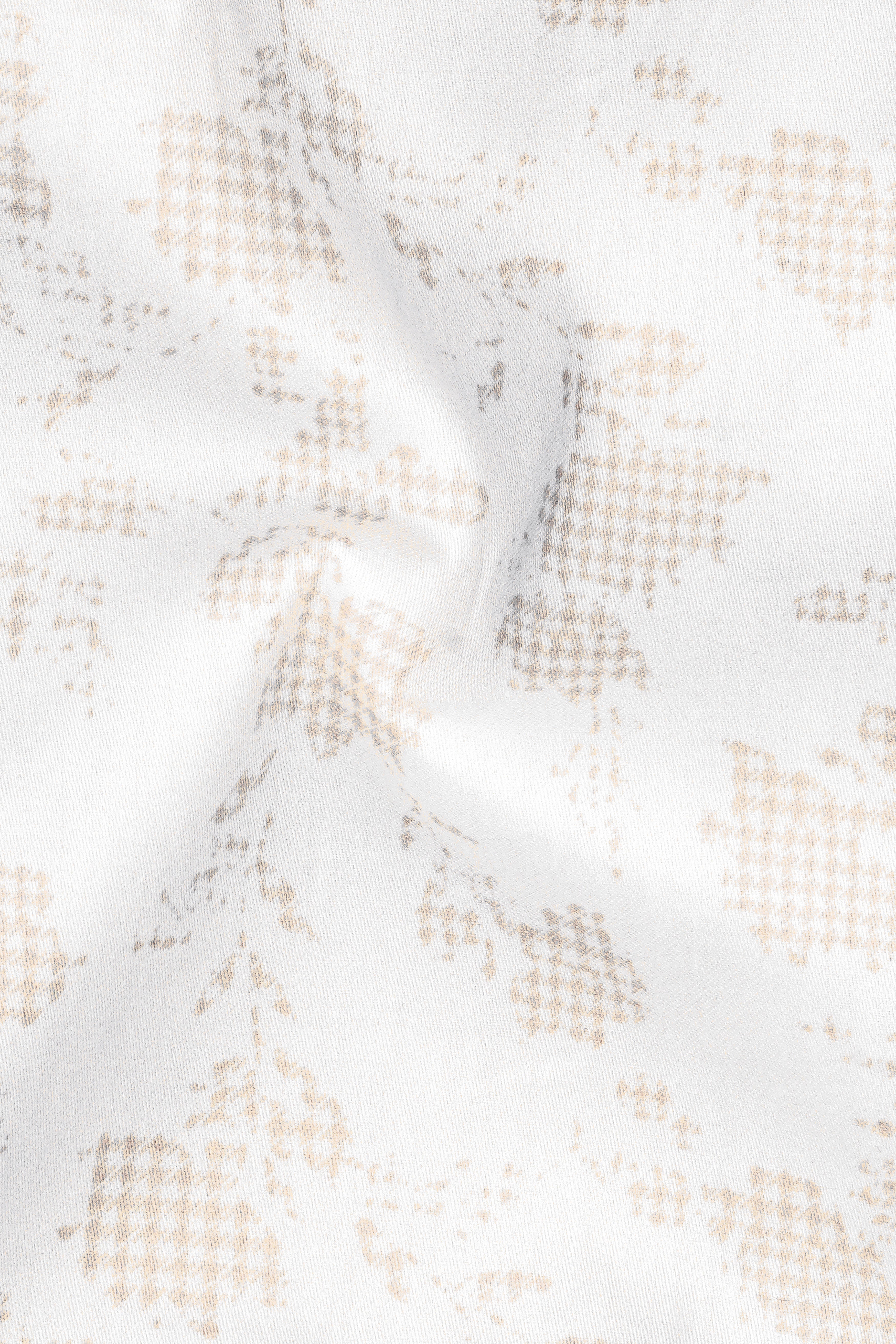 Alurean-Bright White And Westar Cream Printed Subtle Sheen Super Soft Premium Cotton Dress Shirt