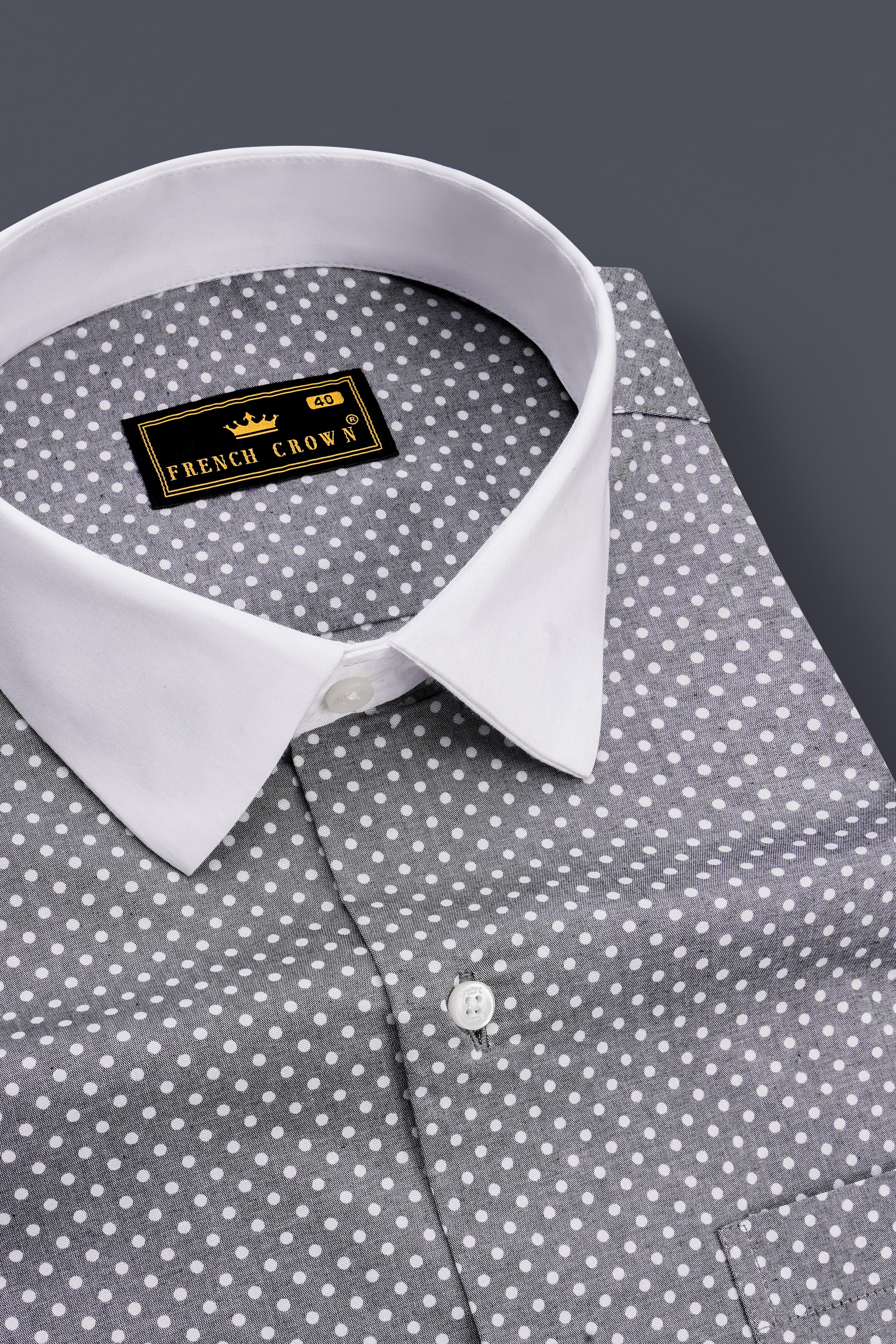 Glintar-Venus Gray Printed Chambray Premium Cotton Dress Shirt