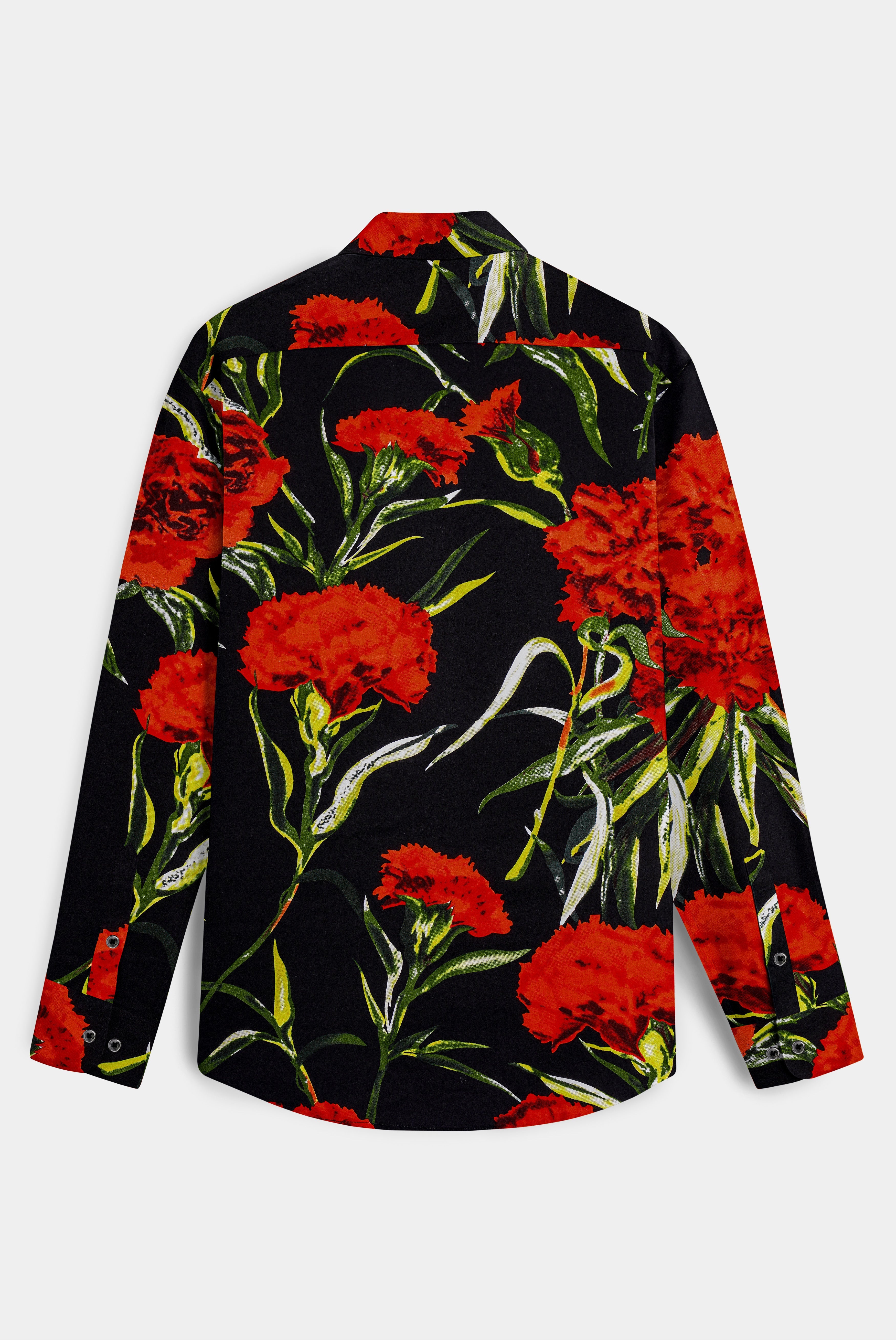 Noirrosa-Jade Black And Milano Red Floral Printed Super Soft Premium Cotton Casual Shirt