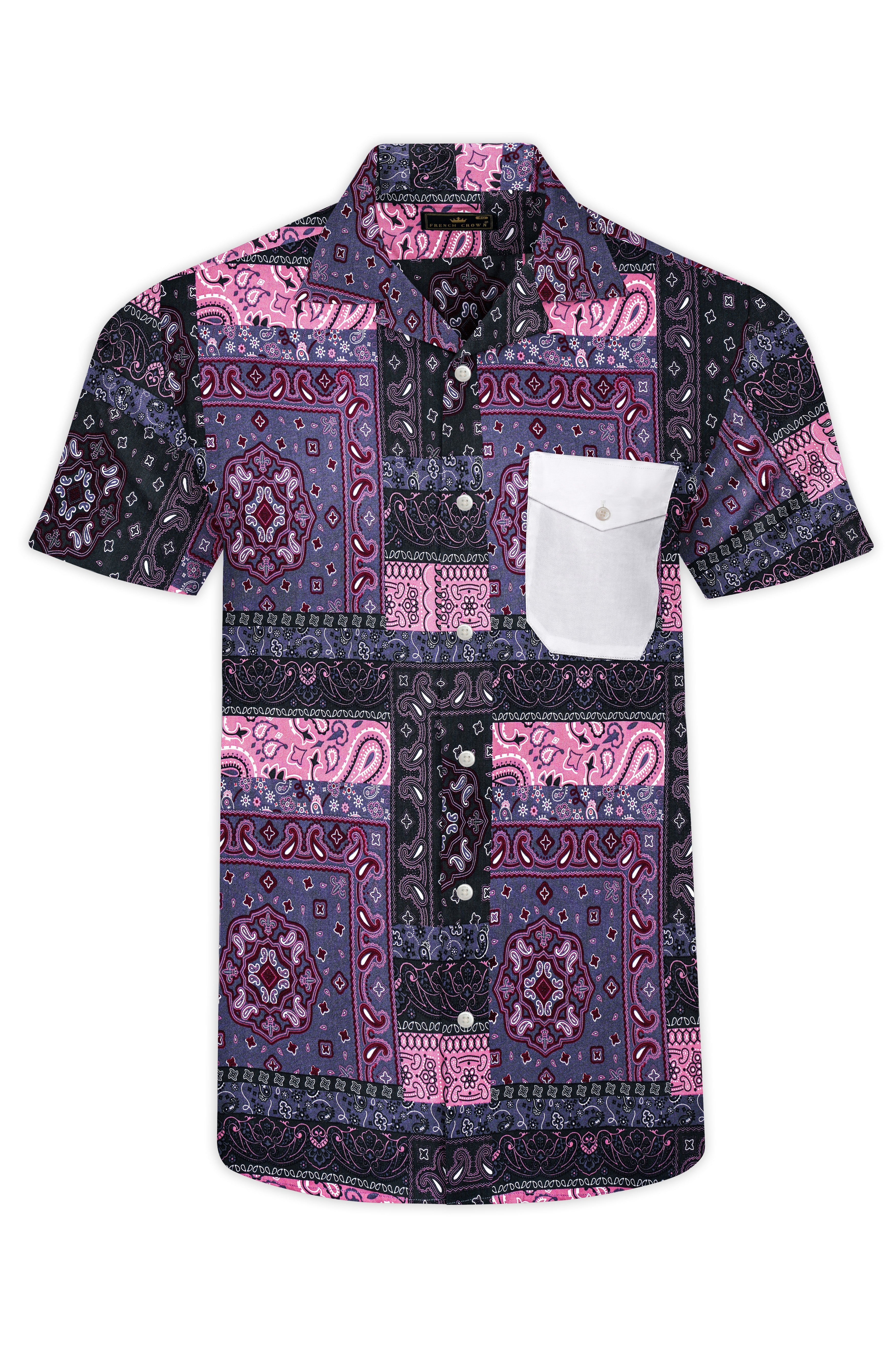 Vinelle-Mulled Wine Purple And Viola Pink Printed Multicolour Super Soft Tencel Designer Casual Shirt