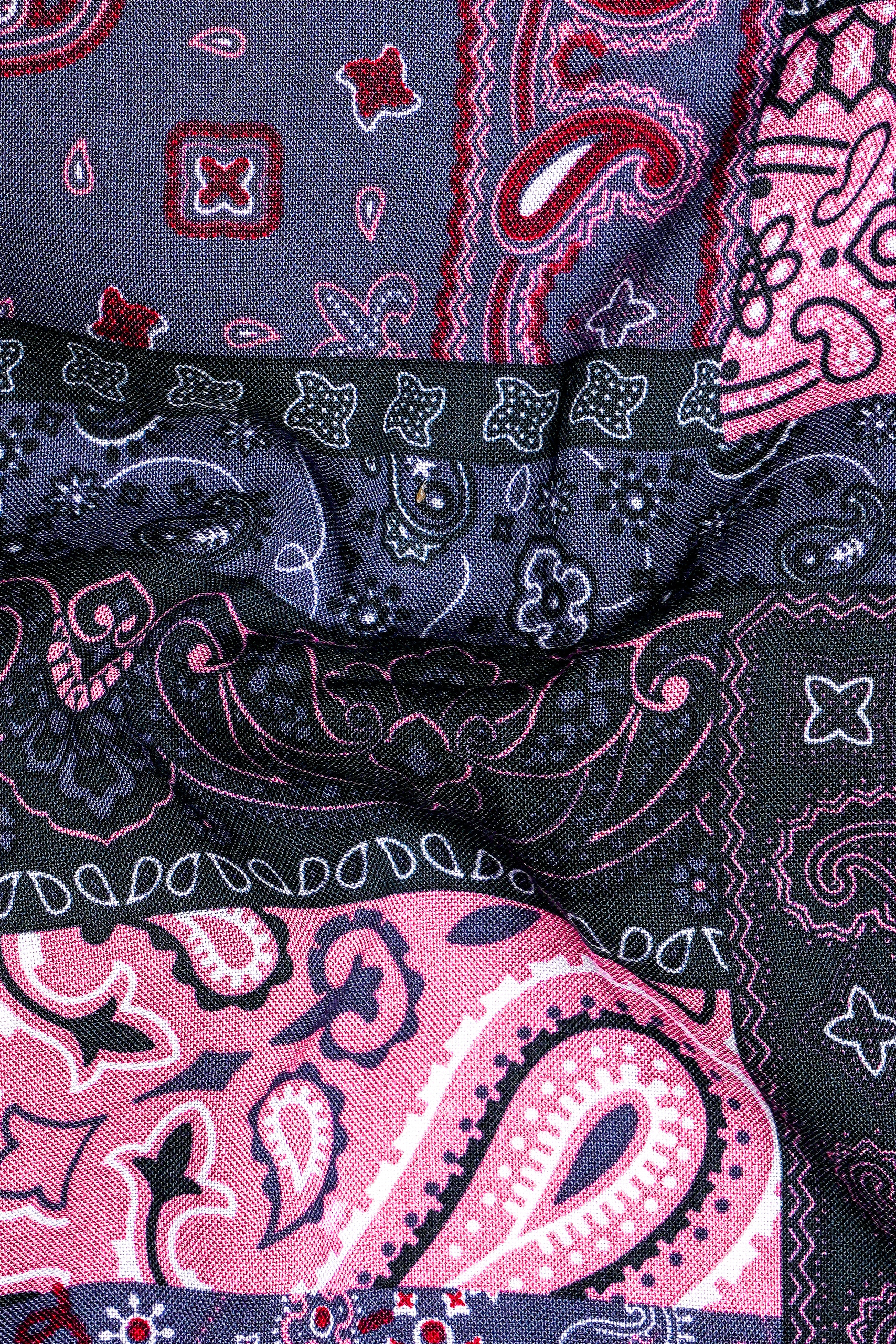 Vinelle-Mulled Wine Purple And Viola Pink Printed Multicolour Super Soft Tencel Designer Casual Shirt