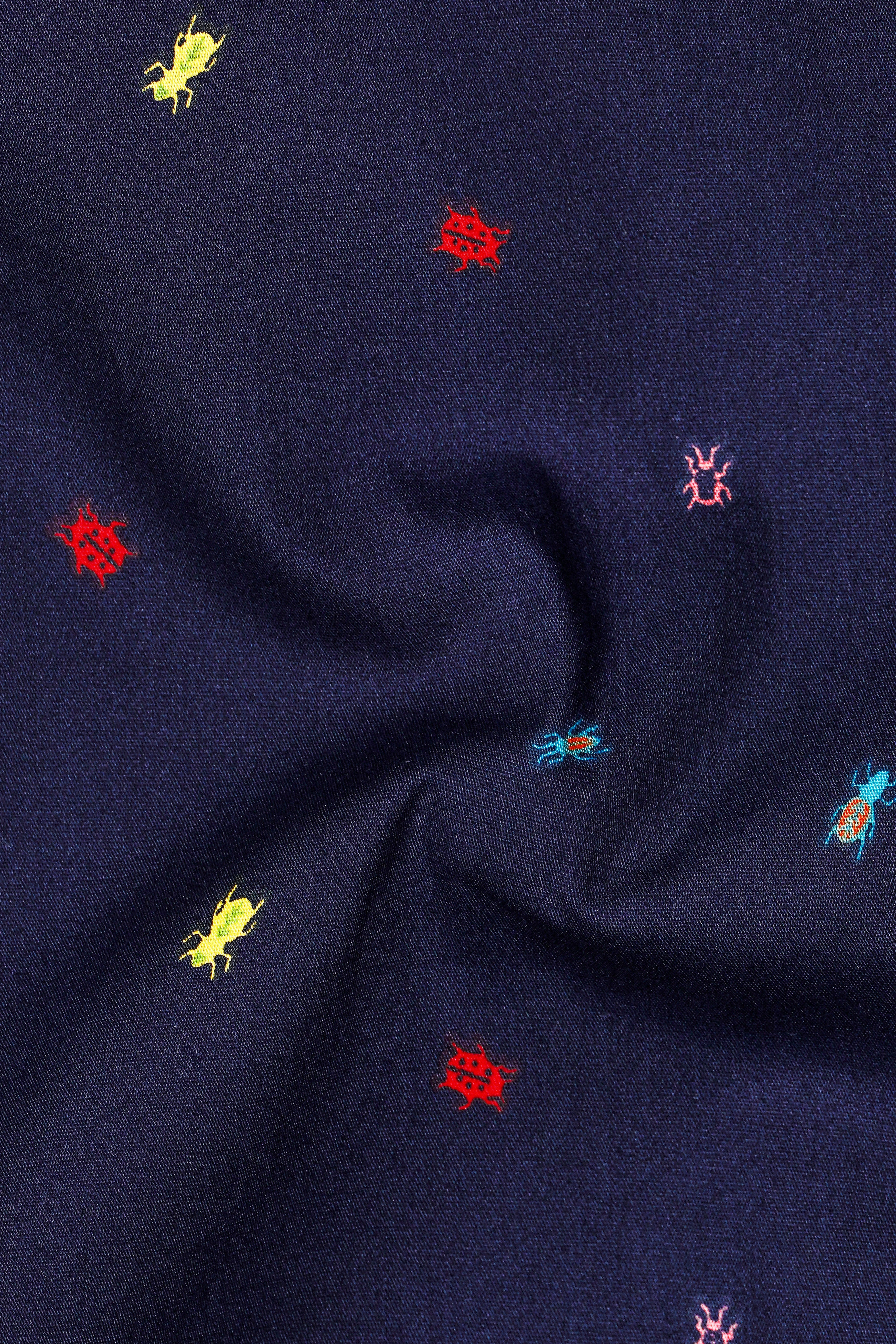 Bluzzle-Zodiac Blue Bugs Printed Oxford Premium Cotton Casual Shirt