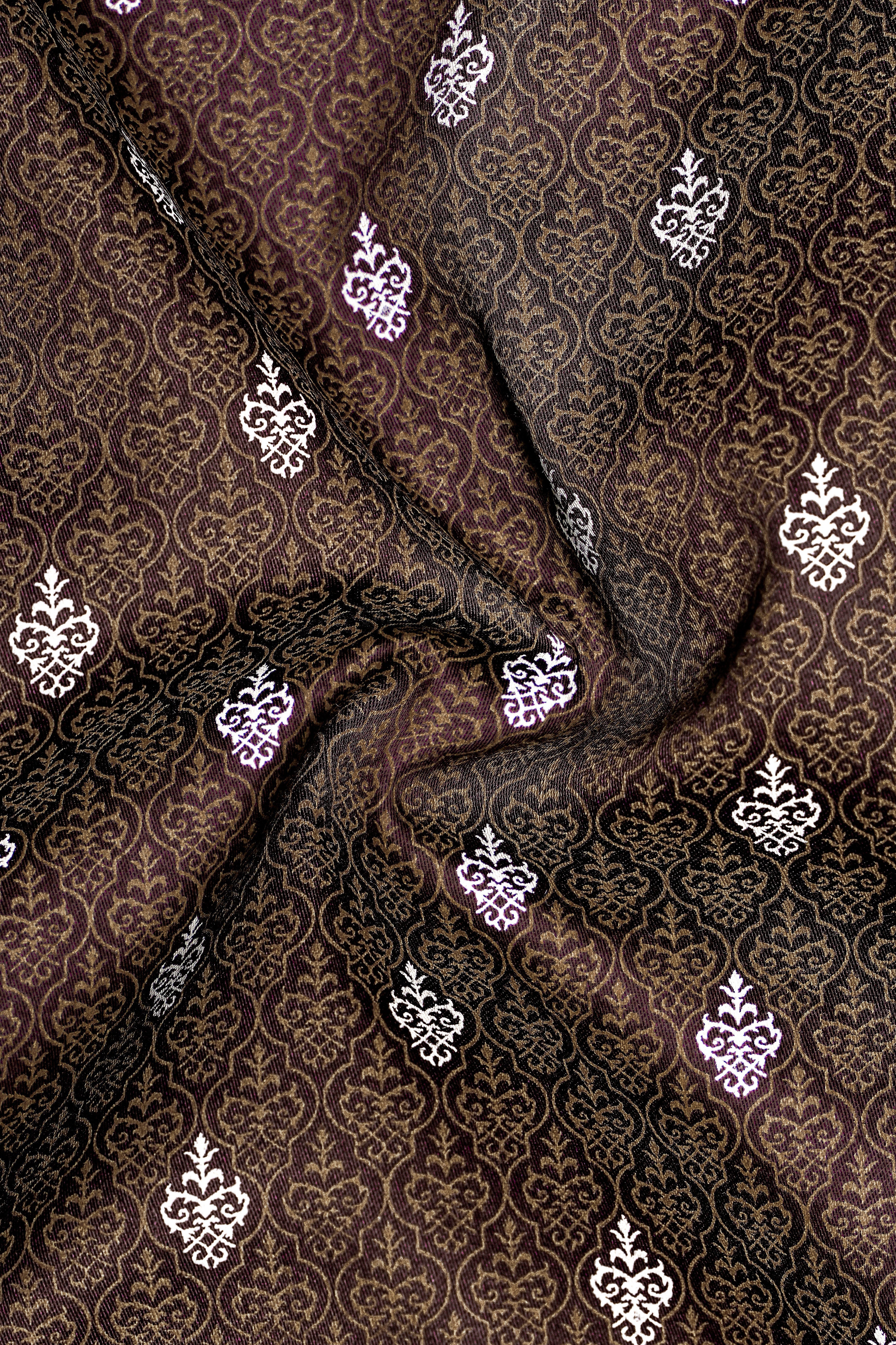 Bronzio-Iroko Brown Damask Printed Subtle Sheen Super Soft Premium Cotton Dress Shirt