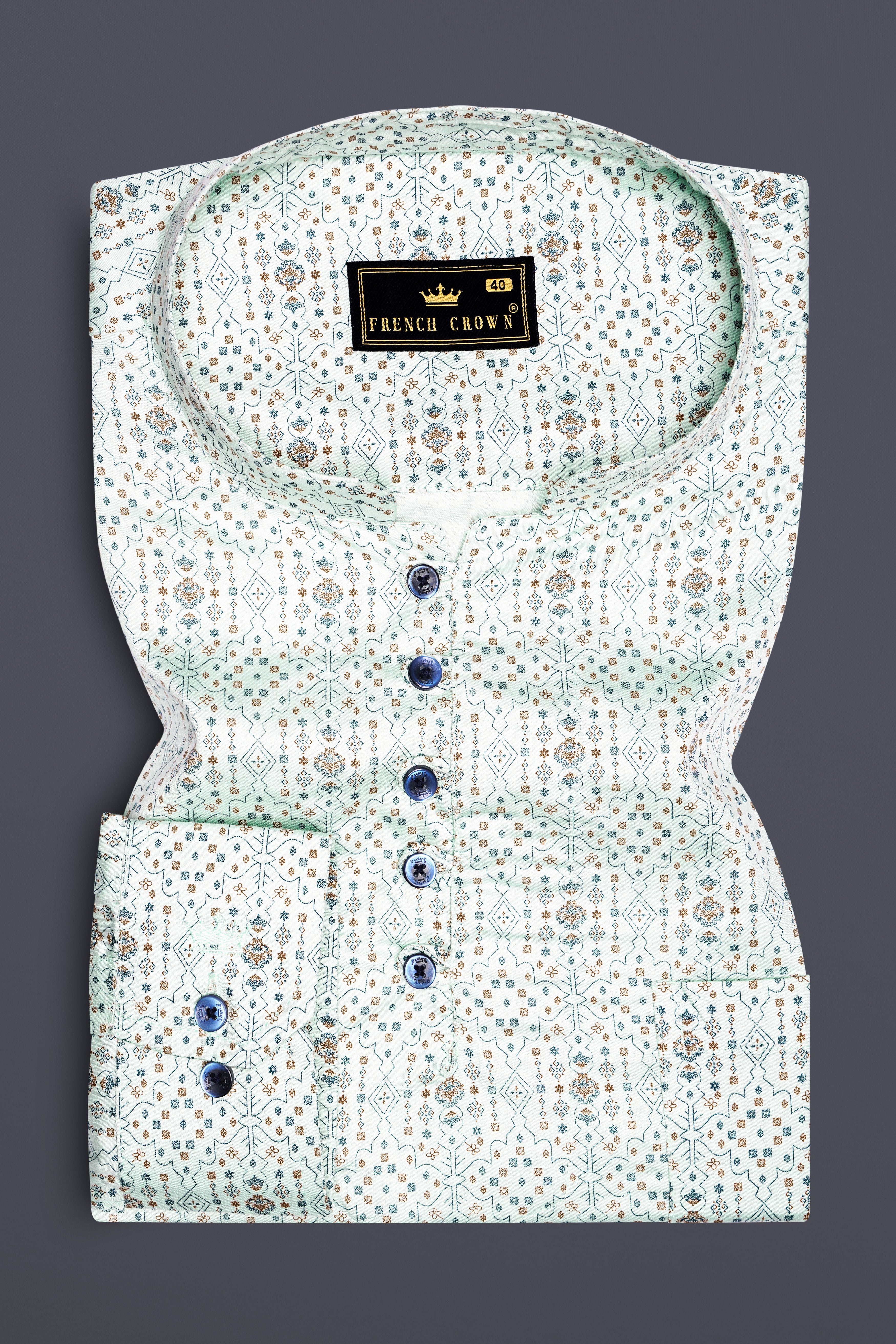 Mistique-Sea Mist Green Printed Subtle Sheen Super Soft Premium Cotton Casual Shirt