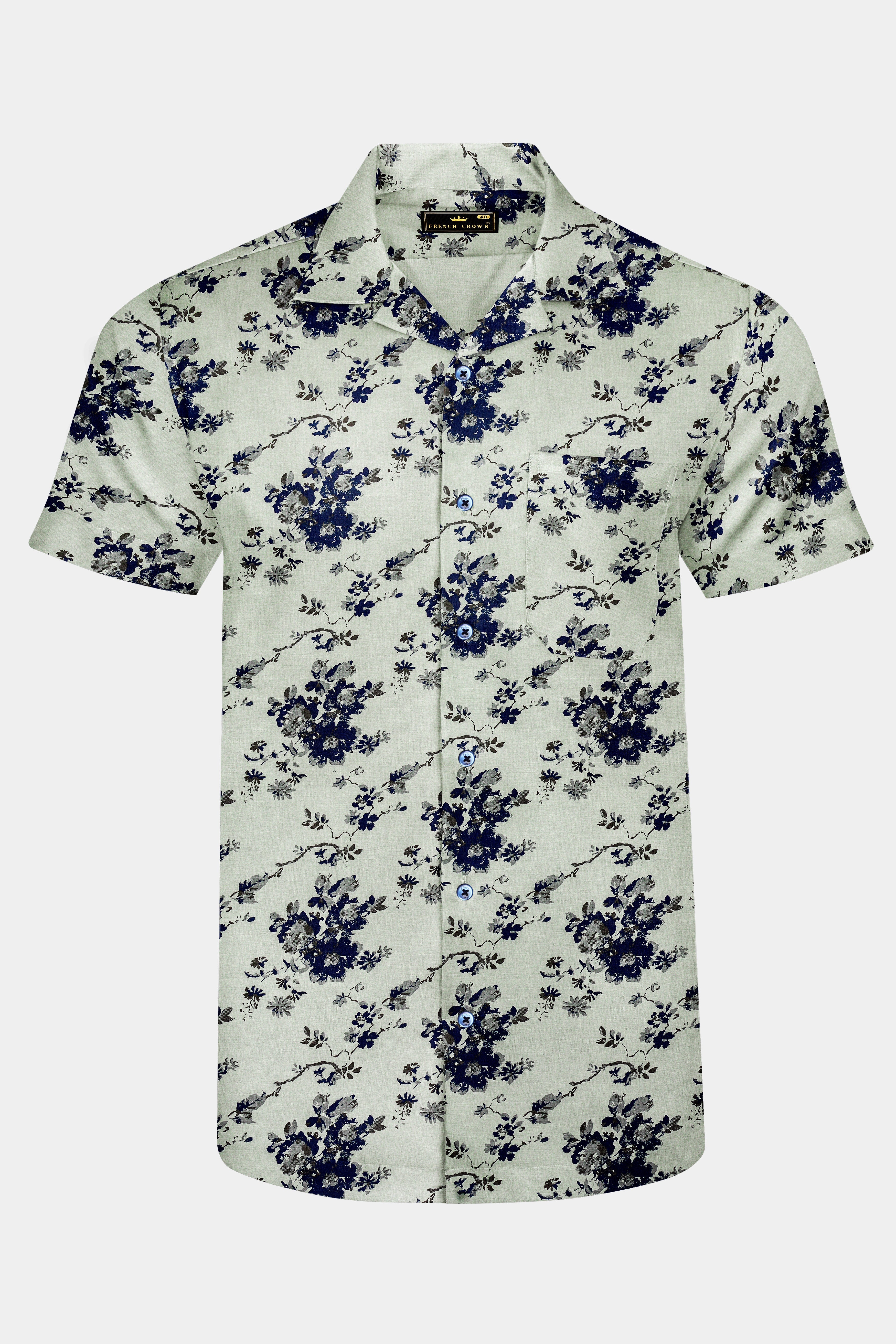 Montijo-Spanish Green Printed Oxford Premium Cotton Casual Shirt