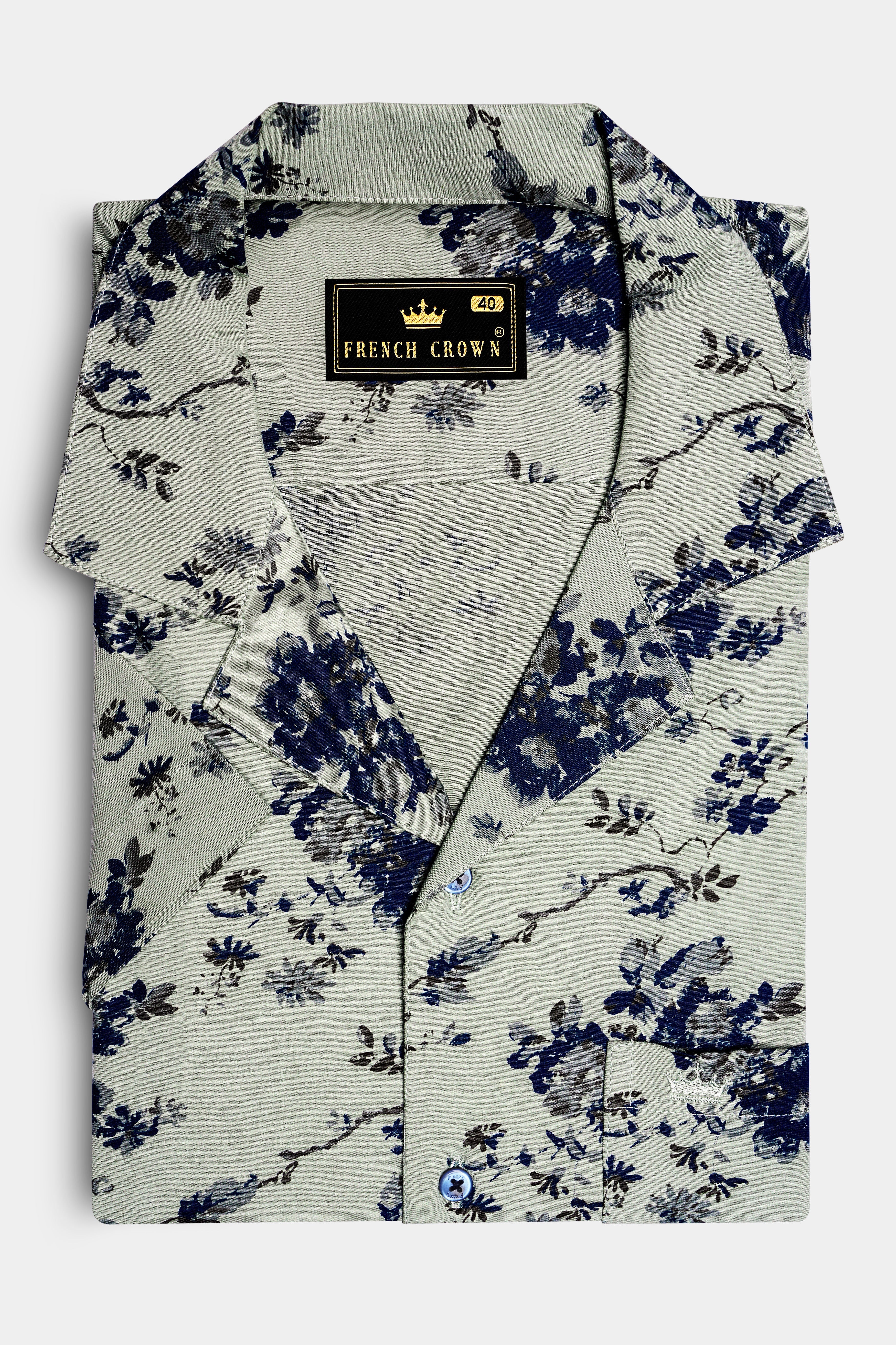 Montijo-Spanish Green Printed Oxford Premium Cotton Casual Shirt