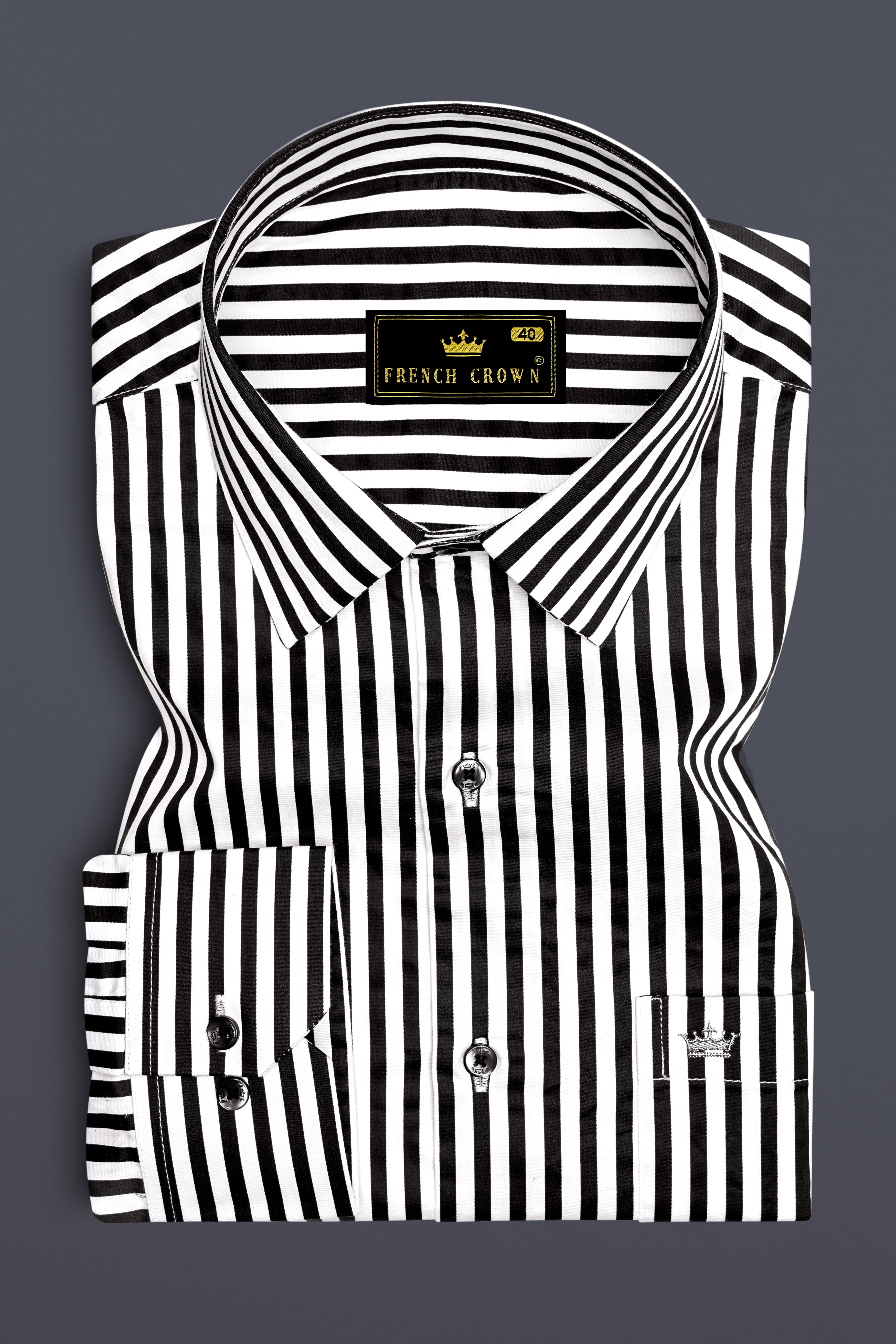 Noirlyn-Jade Black And Bright White Striped Subtle Sheen Super Soft Premium Cotton Dress Shirt