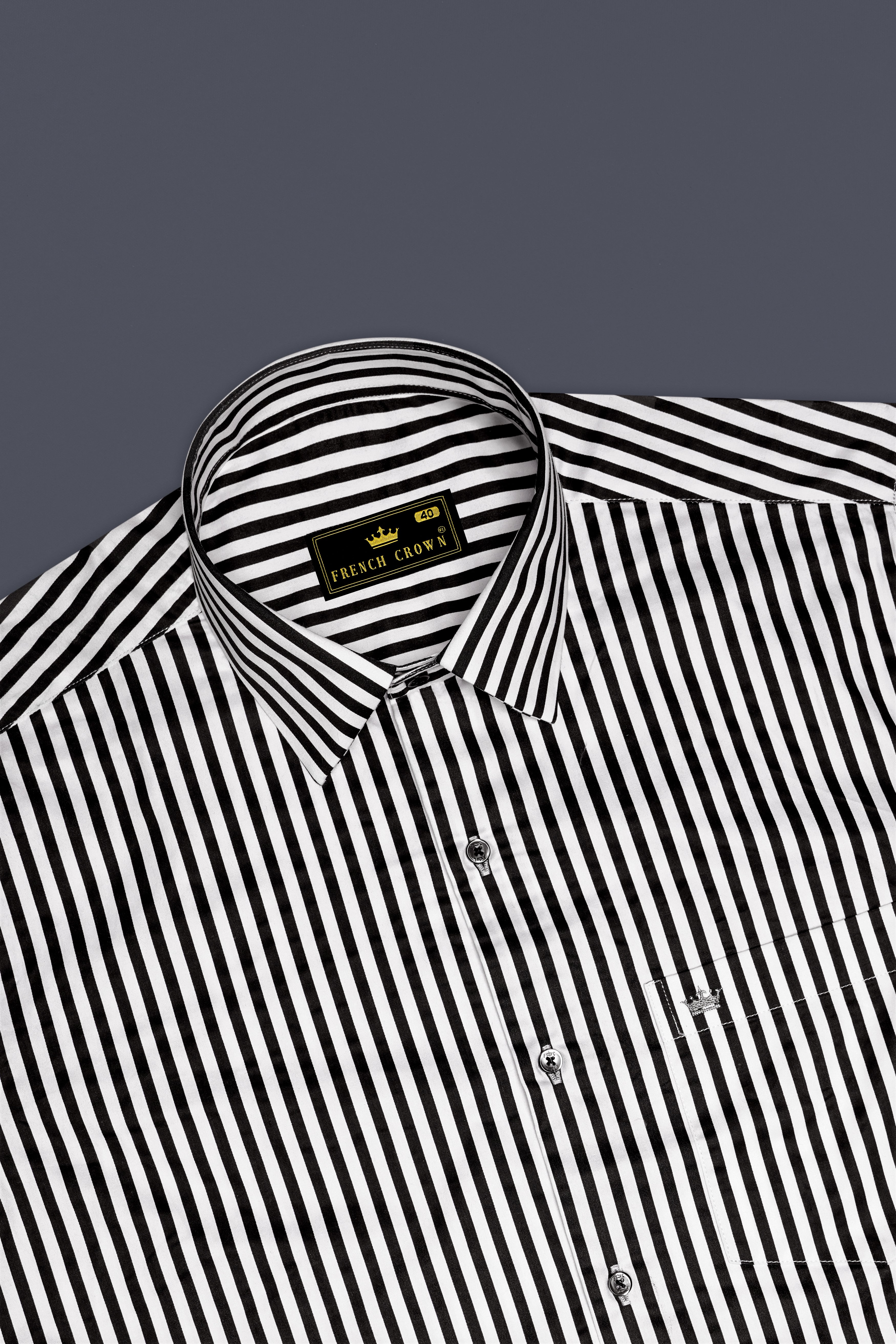 Noirlyn-Jade Black And Bright White Striped Subtle Sheen Super Soft Premium Cotton Dress Shirt