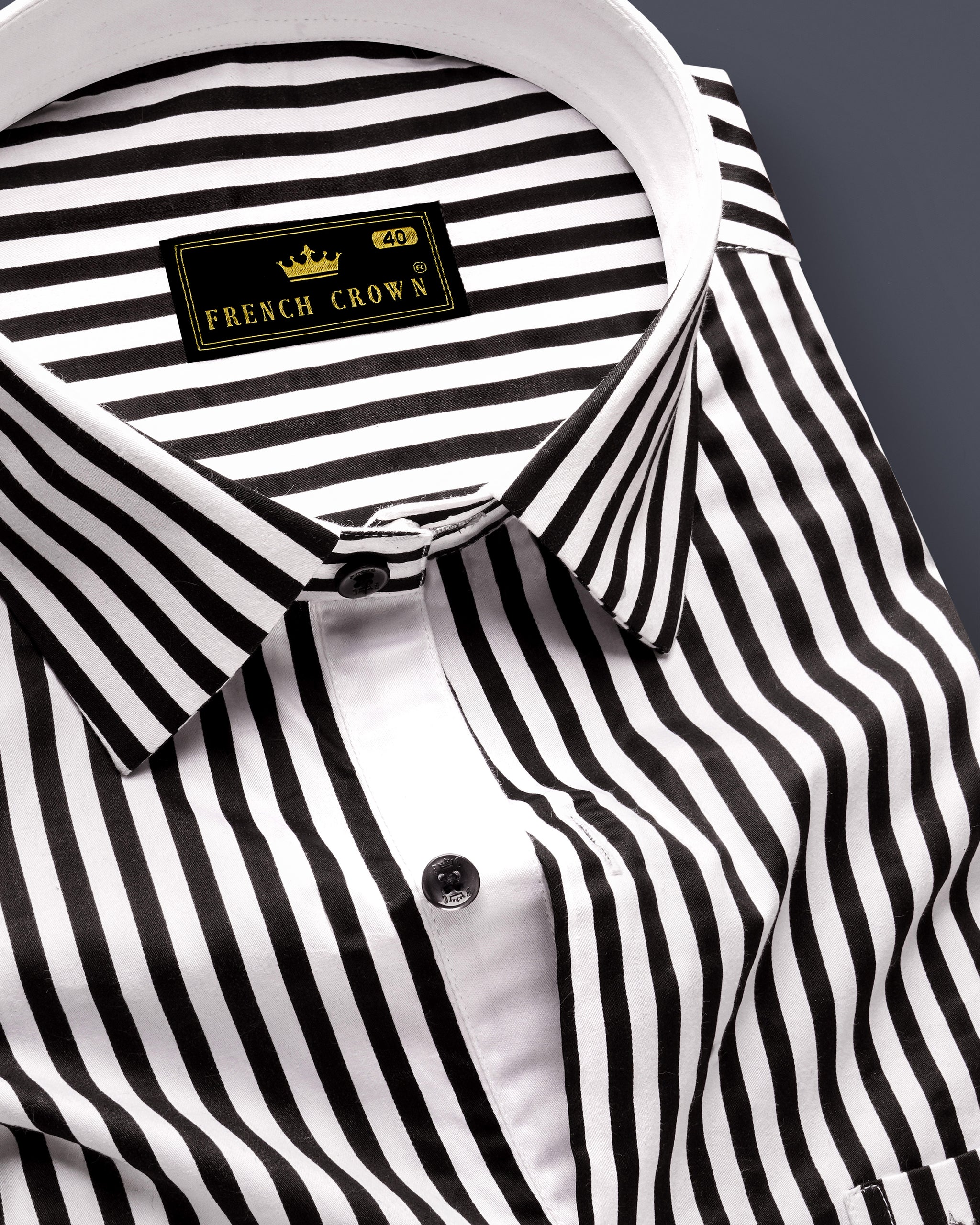 Noirlyn-Jade Black And Bright White Stripes Formal Premium Cotton Shirt