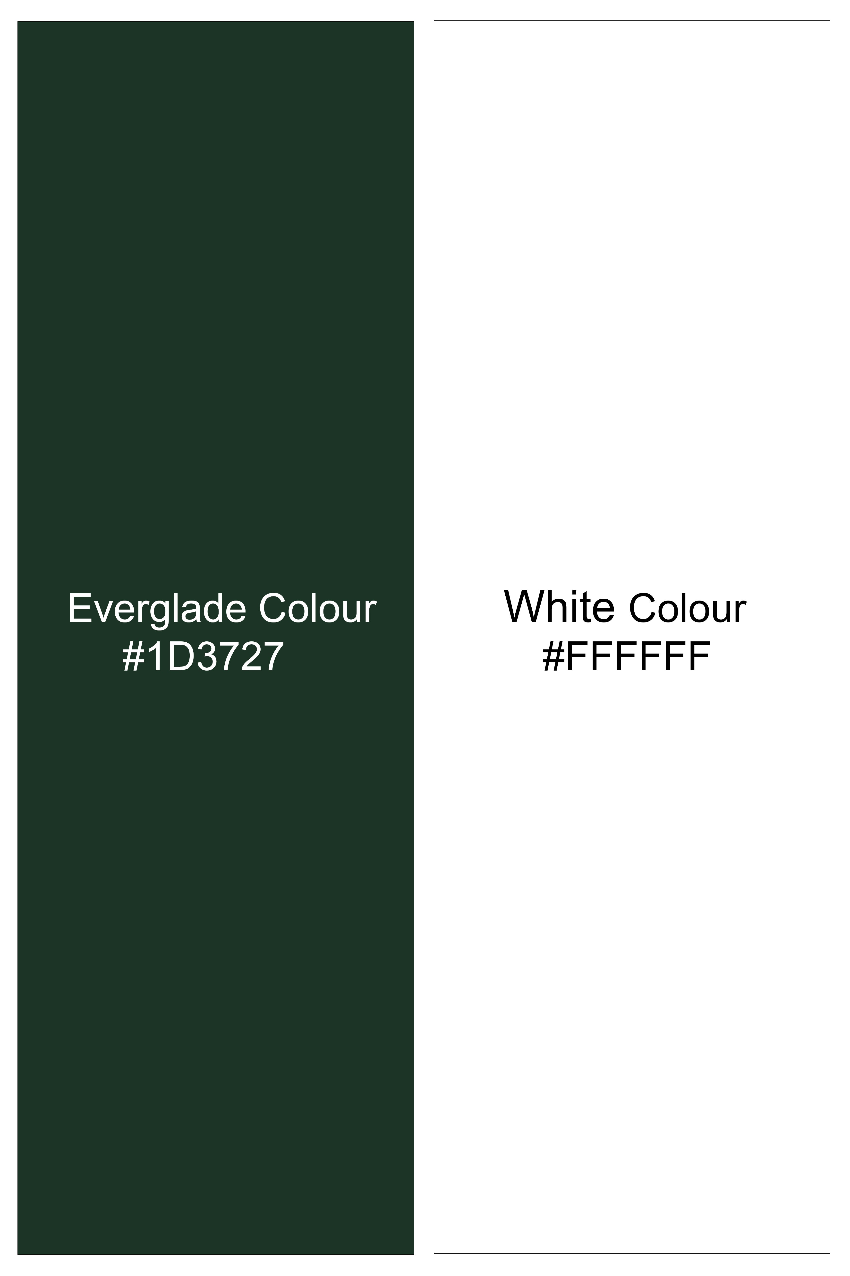Veralux-Everglade Green And Bright White Striped Super Soft Premium Cotton Formal White Cuff Collar Shirt
