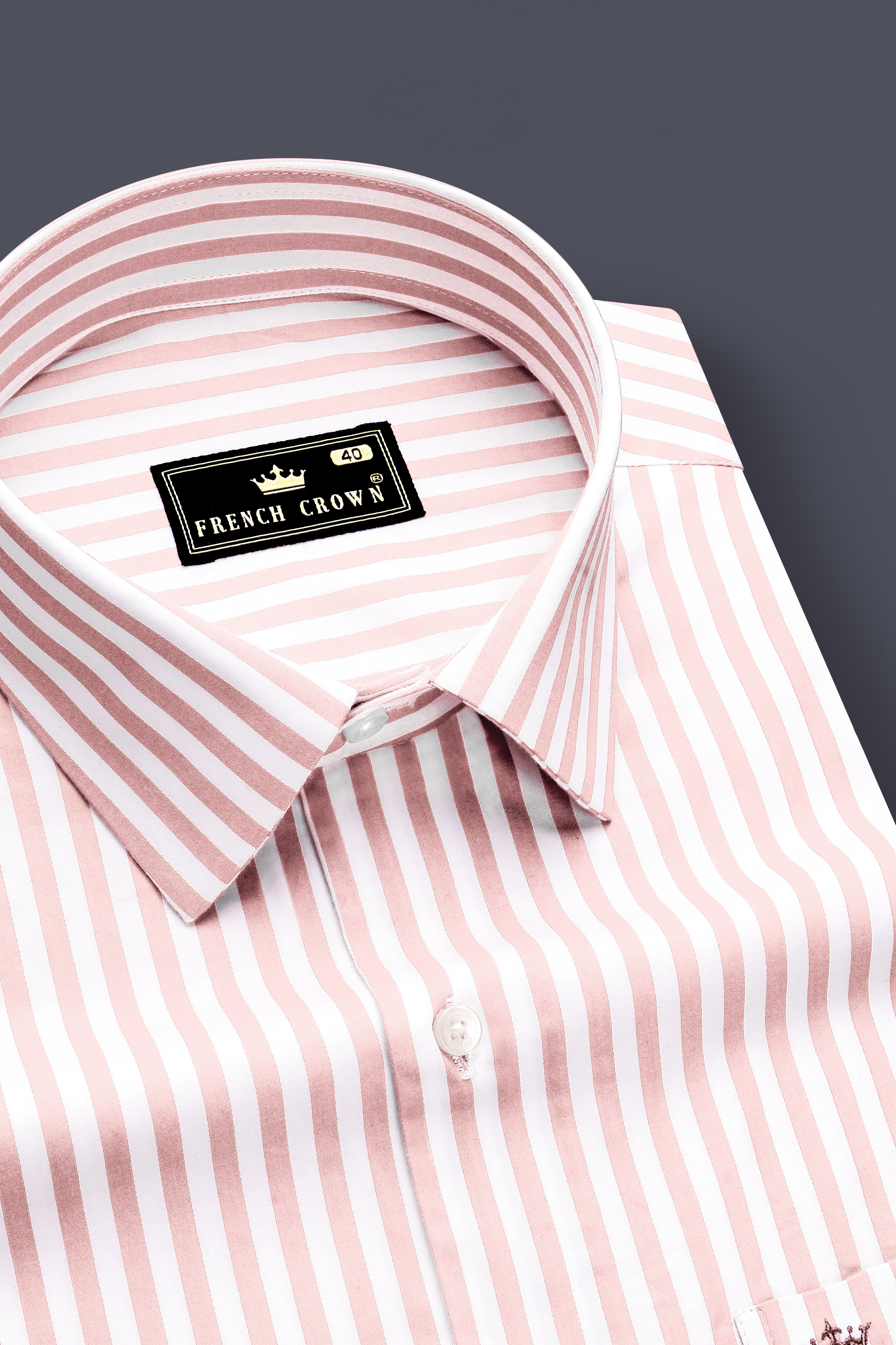 Roselure-Carousel Pink And Bright White Striped Subtle Sheen Super Soft Premium Cotton Dress Shirt