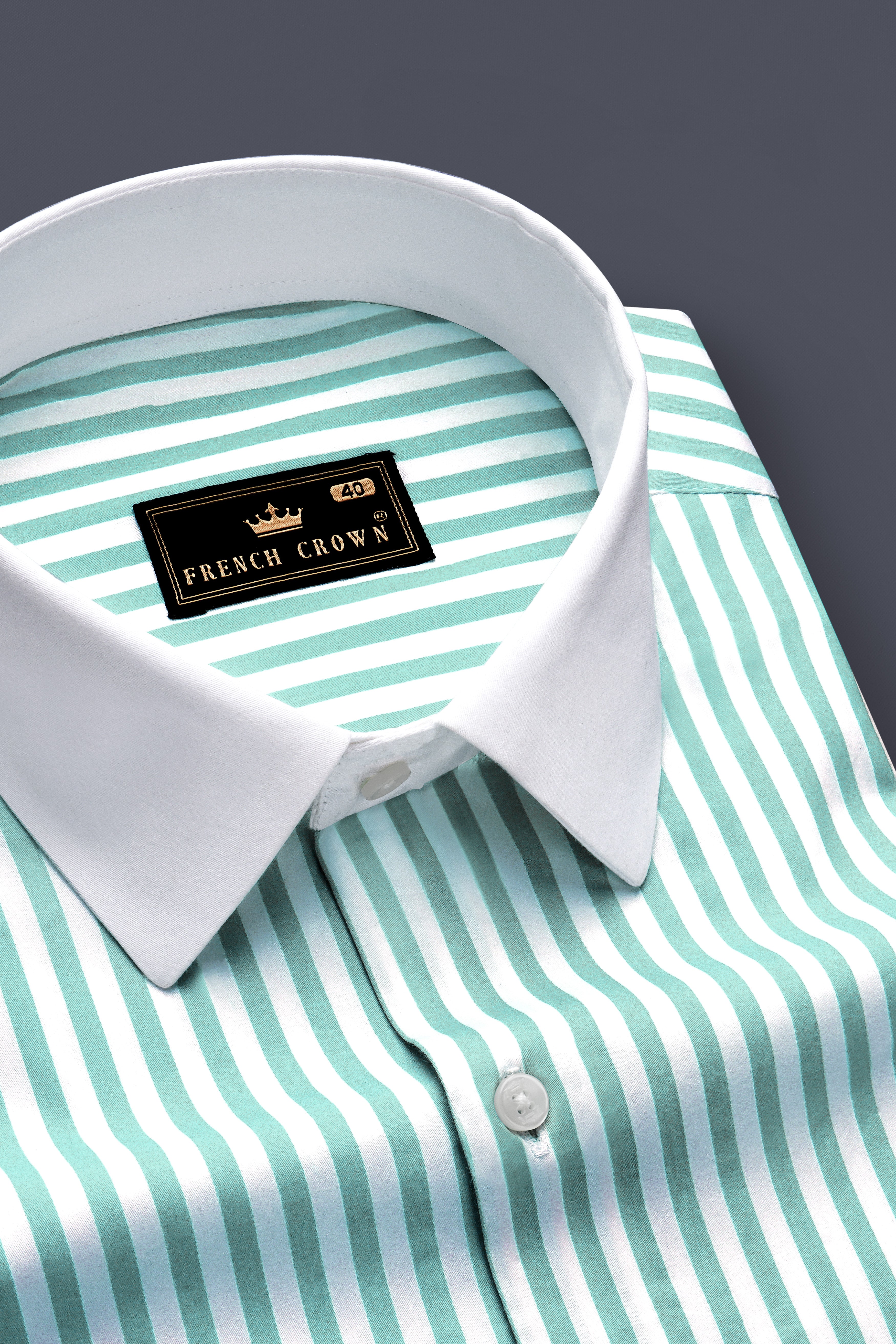 Glacira-Blizzard Blue And Bright White Striped Super Soft Premium Cotton Formal White Cuff Collar Shirt