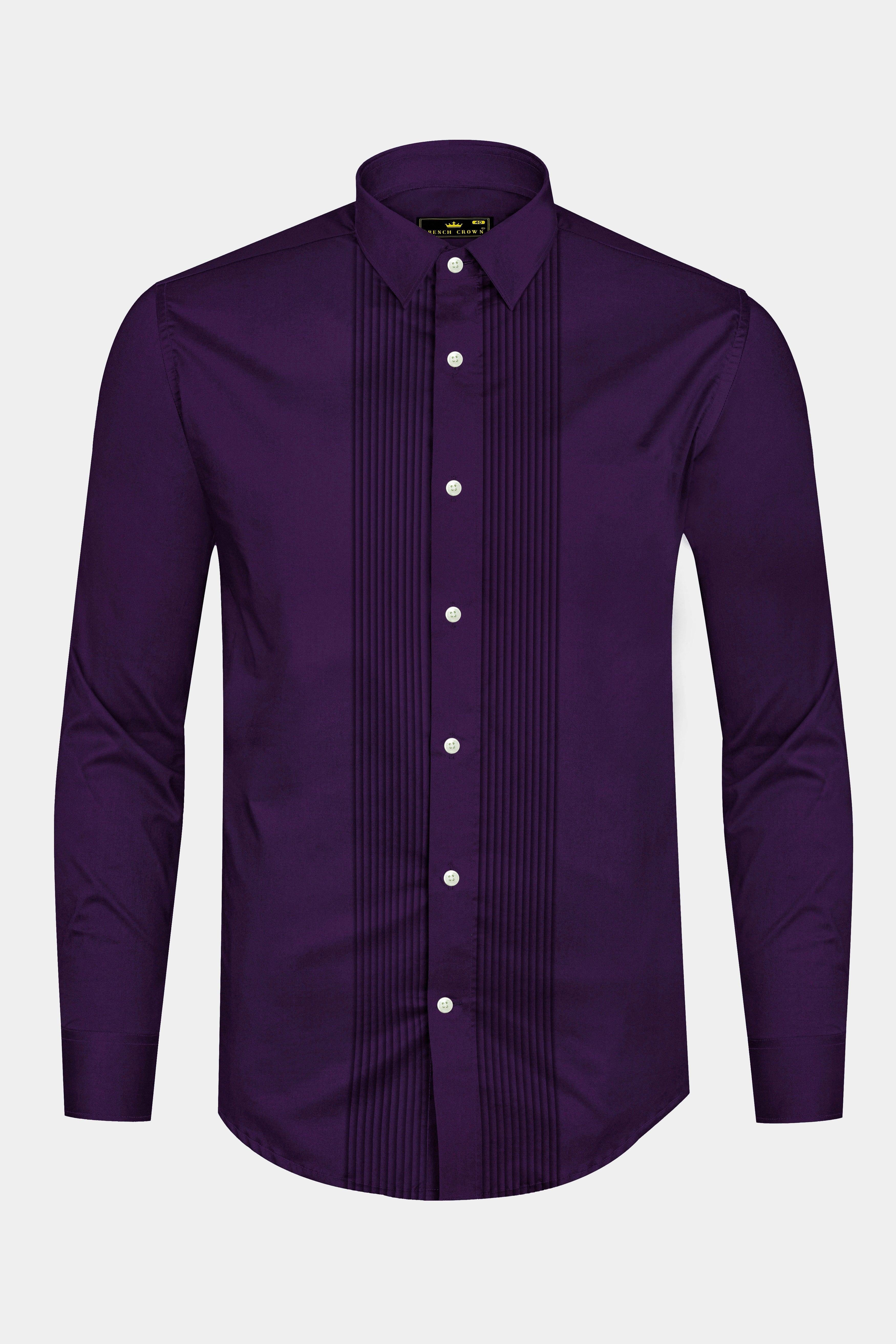 Violet-Grape Purple Subtle Sheen Super Soft Premium Cotton Dress Tuxedo Shirt