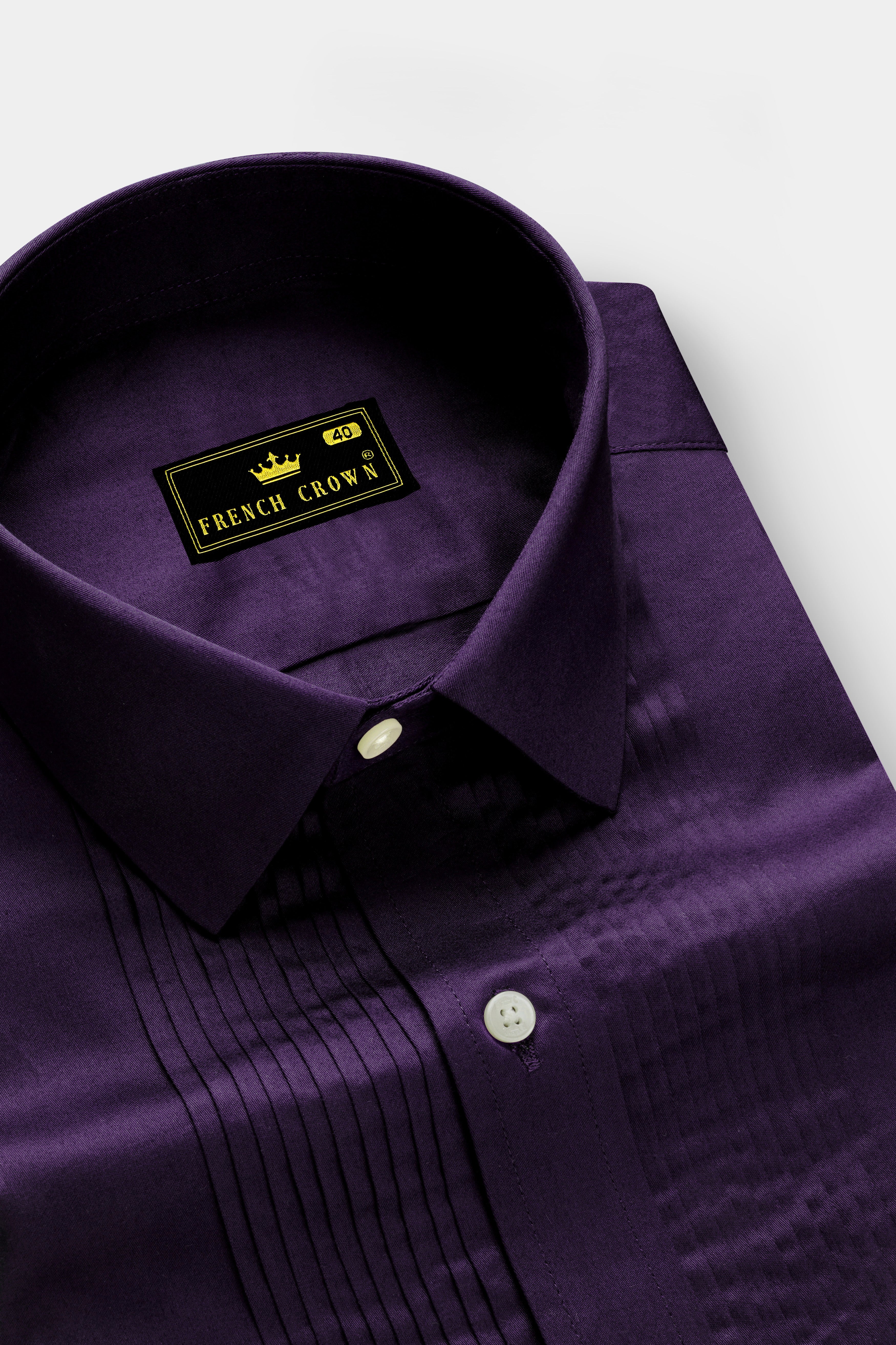 Violet-Grape Purple Subtle Sheen Super Soft Premium Cotton Dress Tuxedo Shirt
