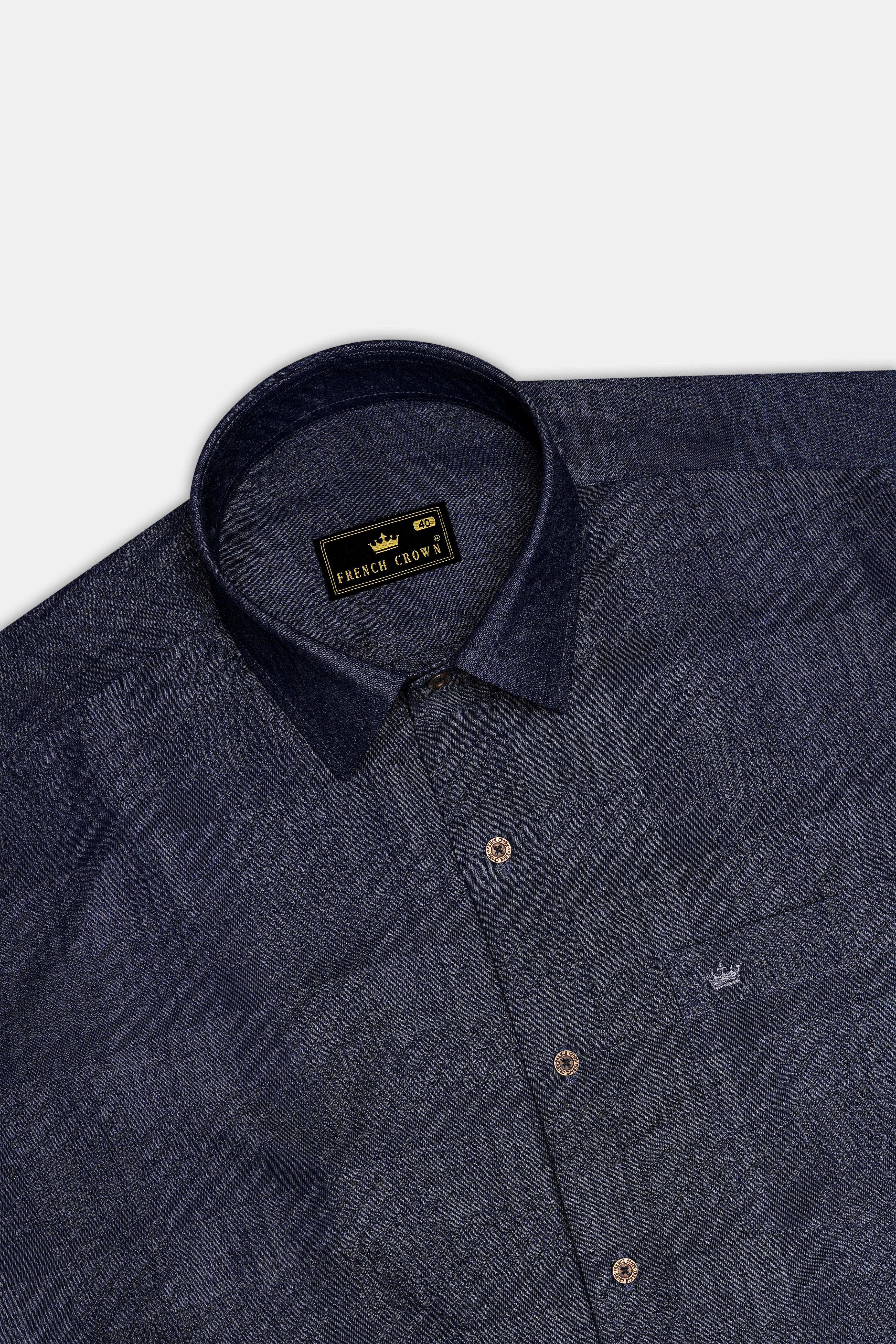 Diagris-Ebony Clay Denim Blue Diagonal Striped Super Soft Premium Cotton Casual Shirt