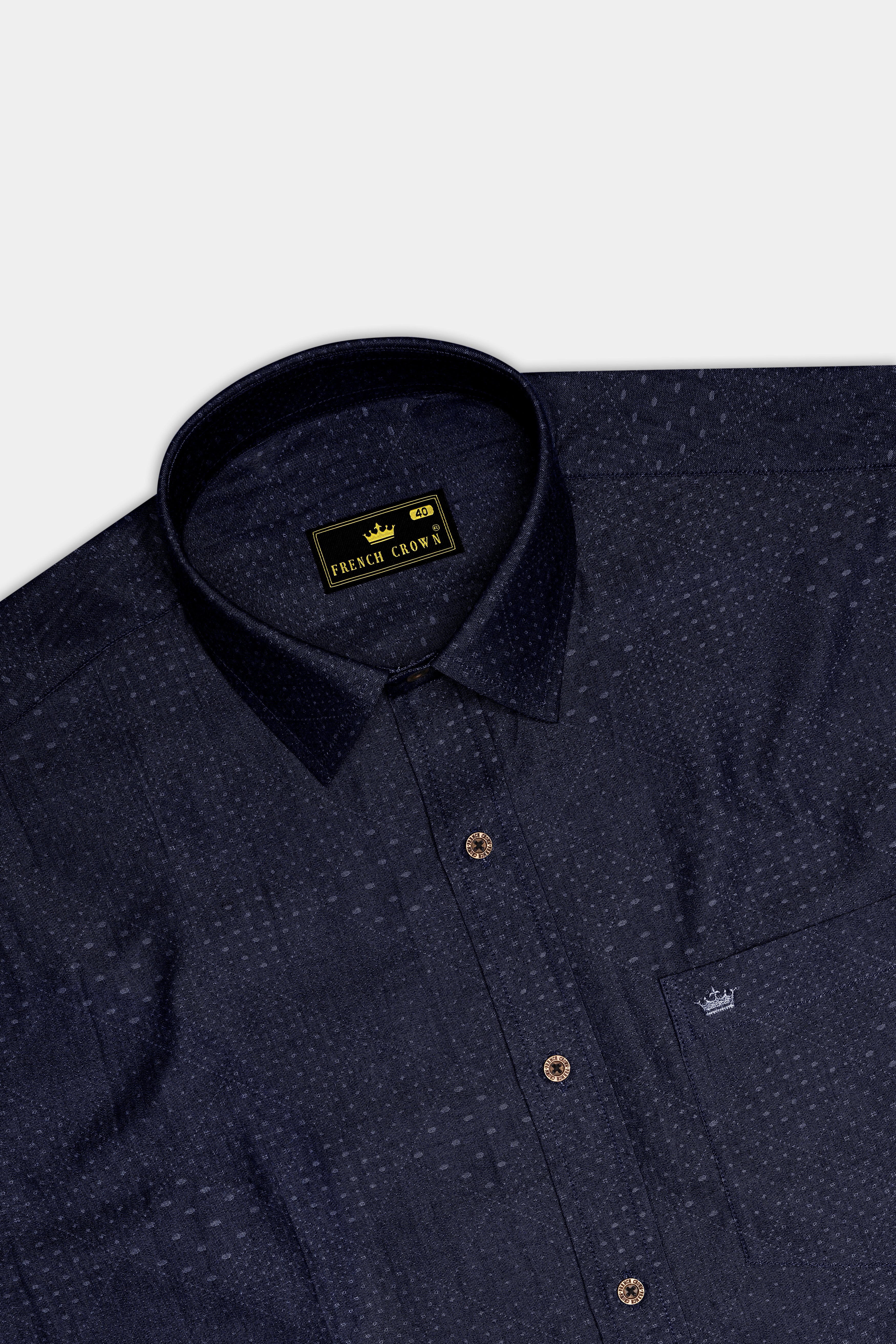 Noivell-Noir Denim Blue Dotted Printed Super Soft Premium Cotton Casual Shirt