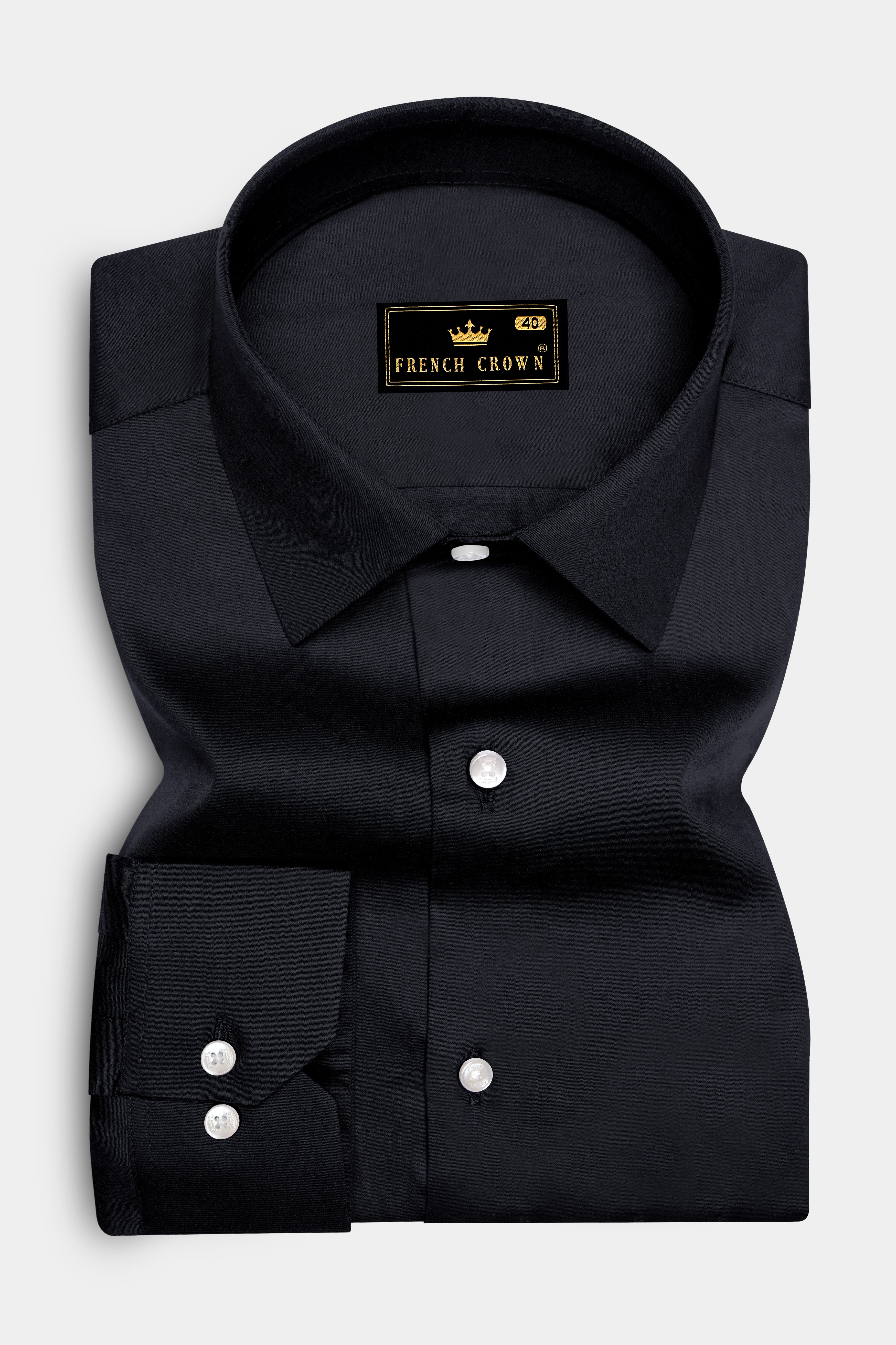 Noiriel-Jade Black Subtle Sheen Super Soft Premium Cotton Dress Shirt