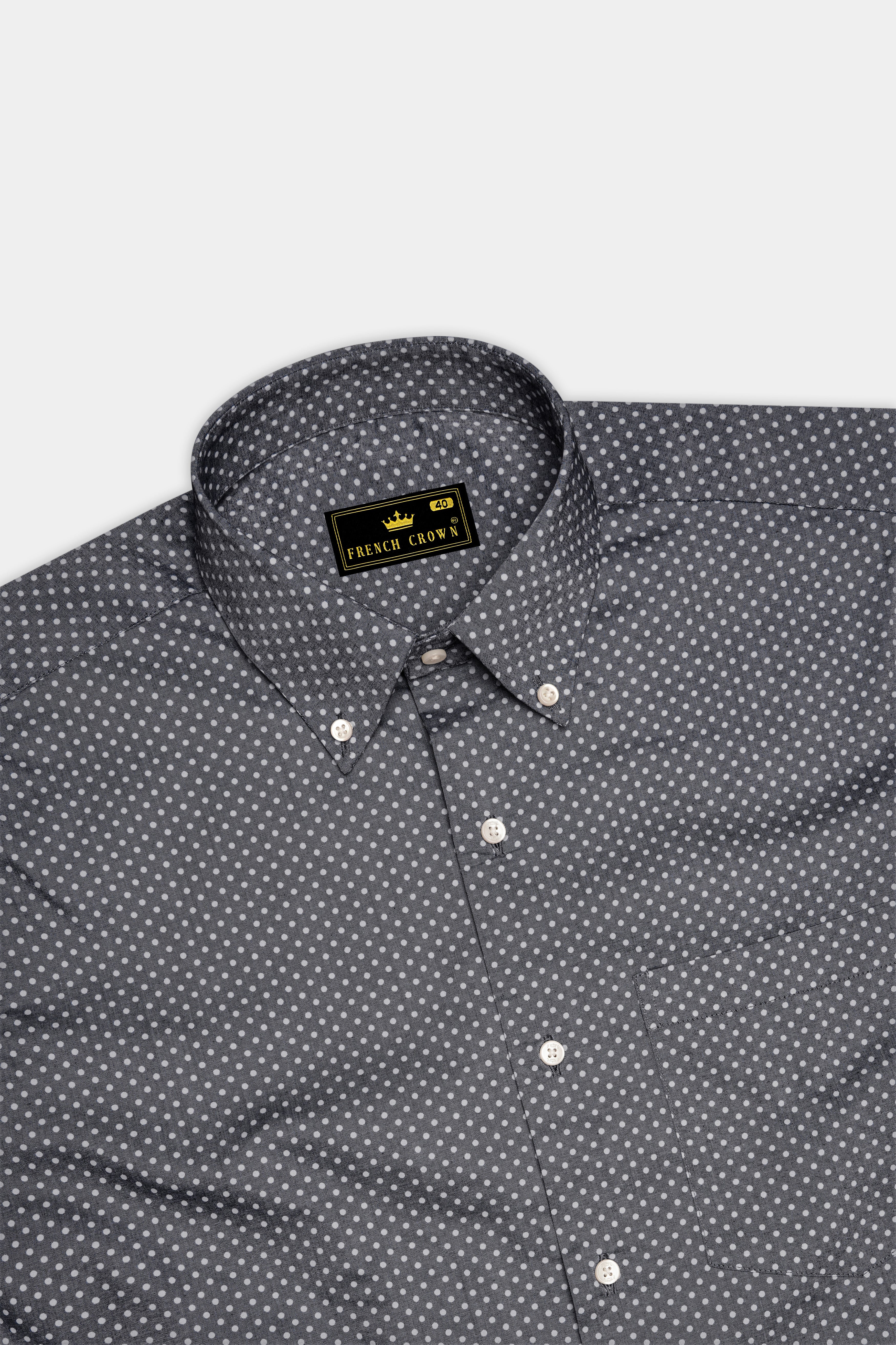 Noctivra-Vampire Gray Dotted Printed Super Soft Premium Cotton Dress Shirt