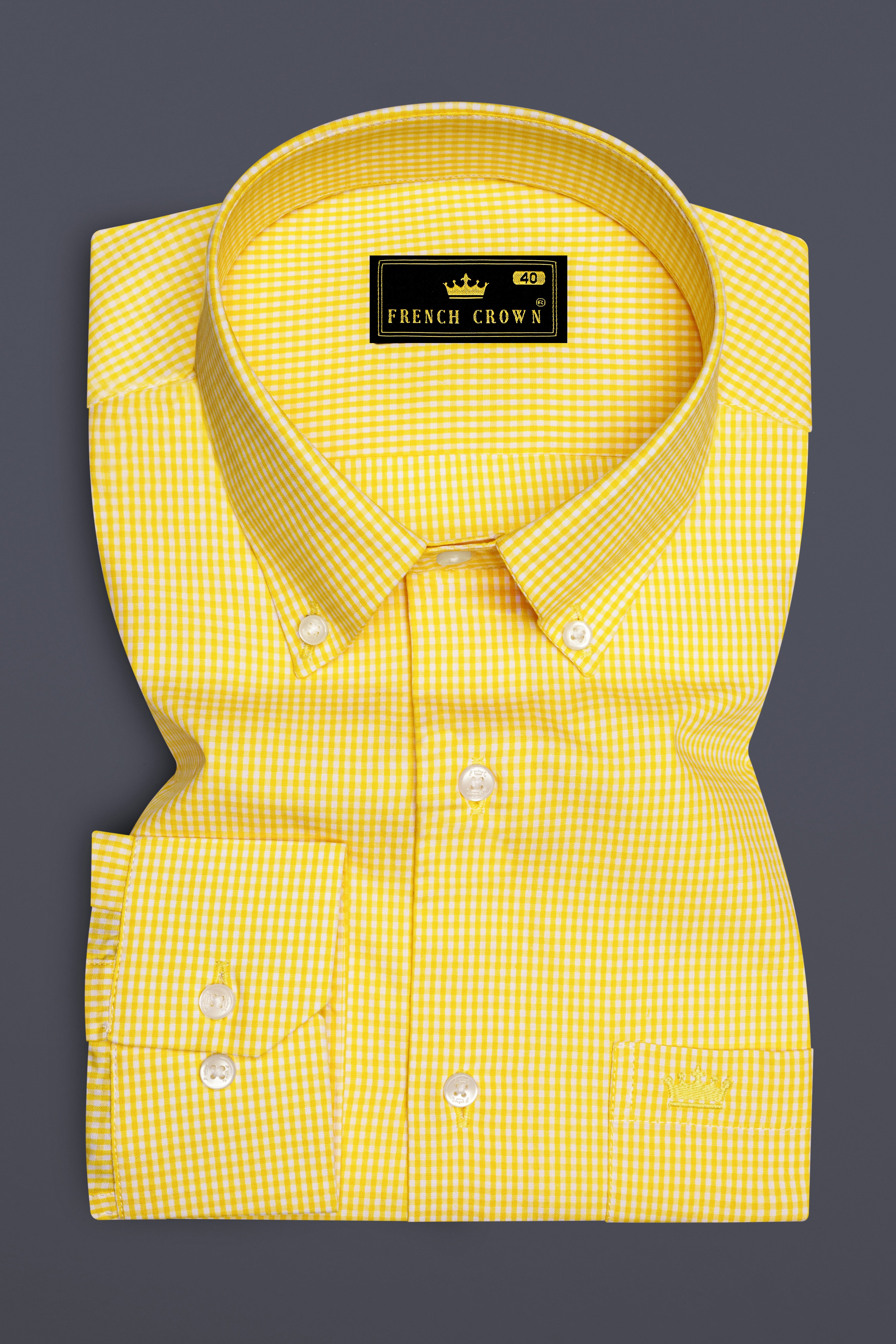 Aurevia-Wattle Yellow Gingham Plaid Super Soft Premium Cotton Semi Formal Shirt