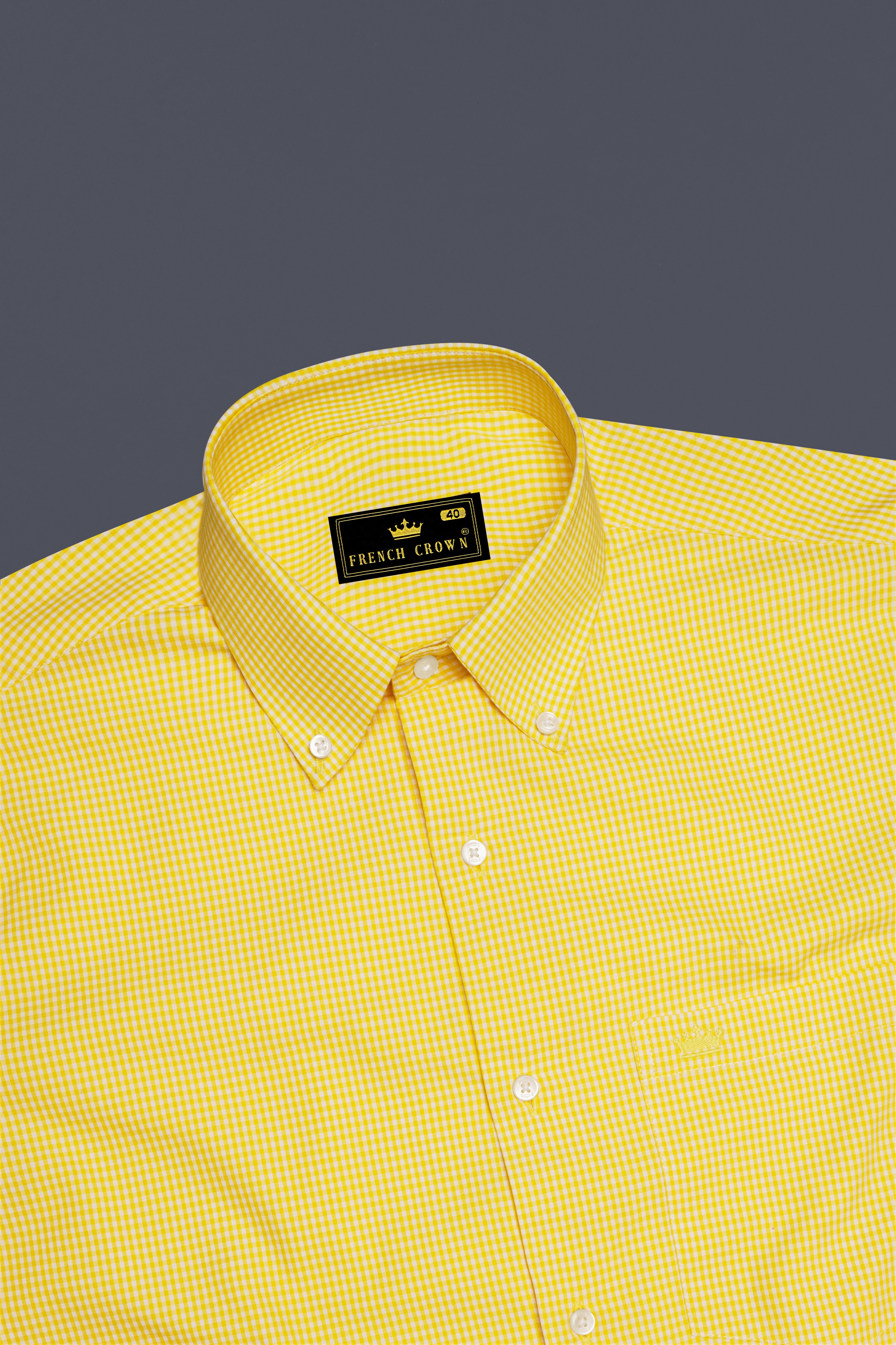 Aurevia-Wattle Yellow Gingham Plaid Super Soft Premium Cotton Semi Formal Shirt