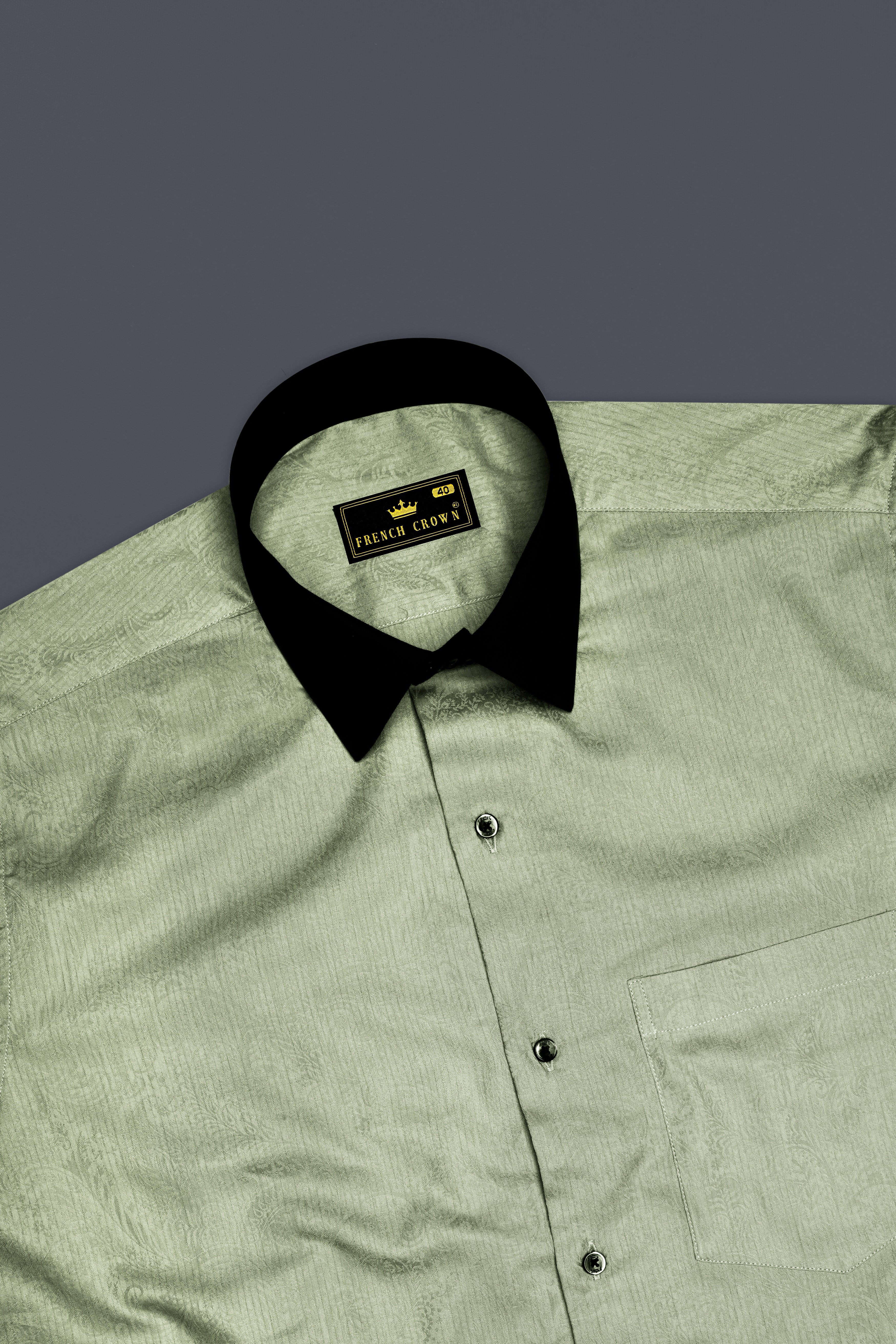 Viravon-Rainee Green Paisley Jacquard Textured Premium Cotton Dress Shirt