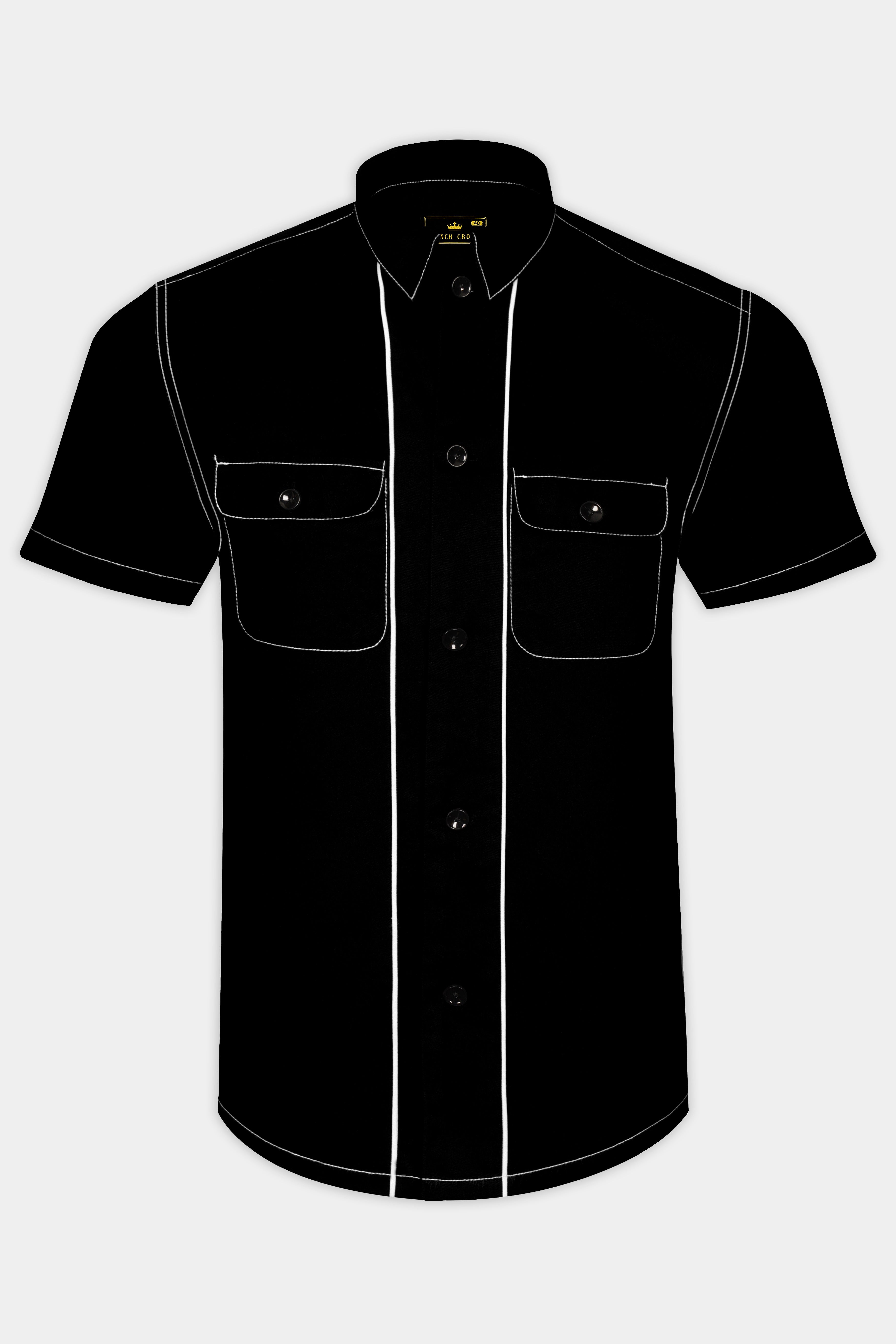 Javerno-Jade Black Heavyweight Flannel Designer Casual Shirt