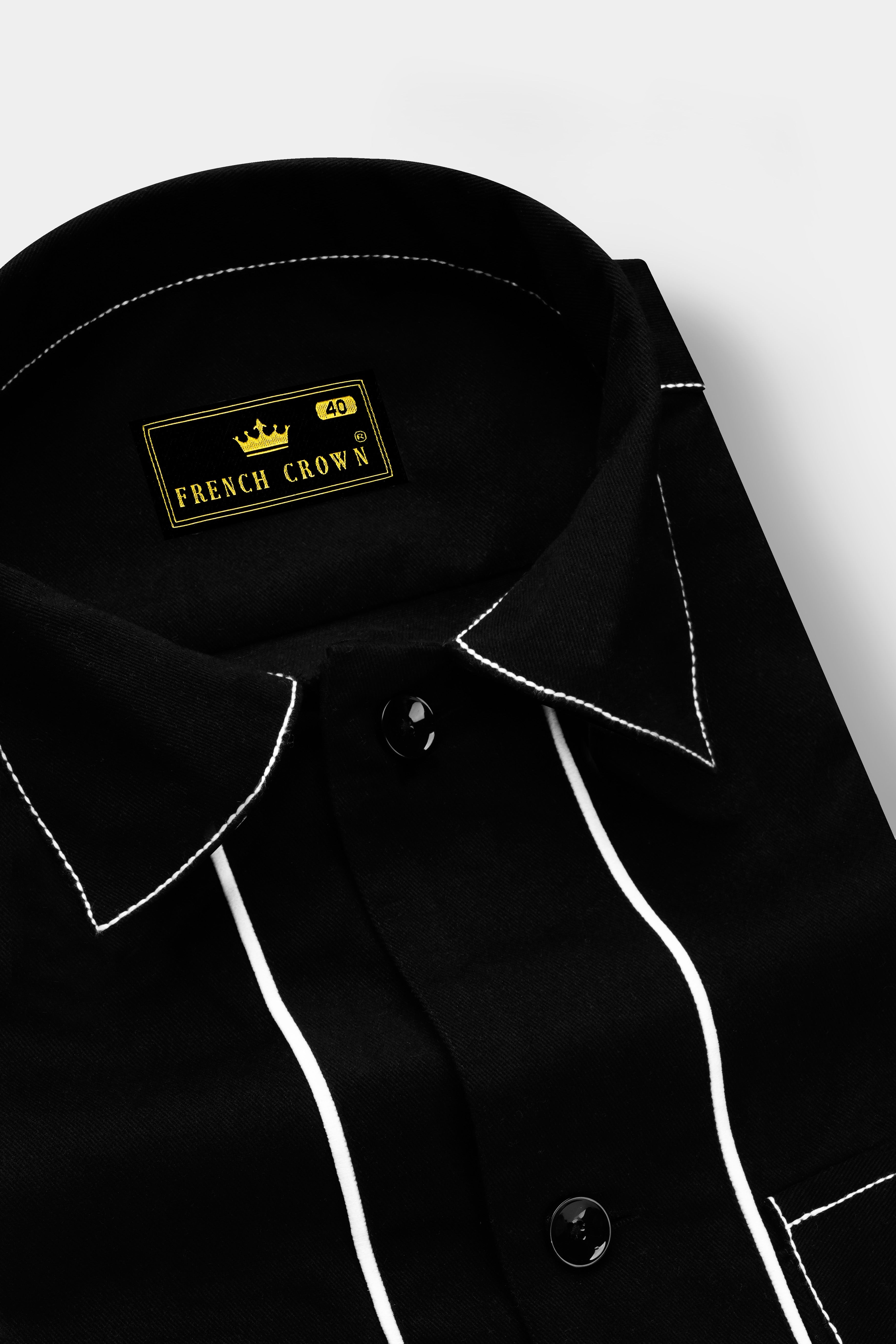 Javerno-Jade Black Heavyweight Flannel Designer Casual Shirt