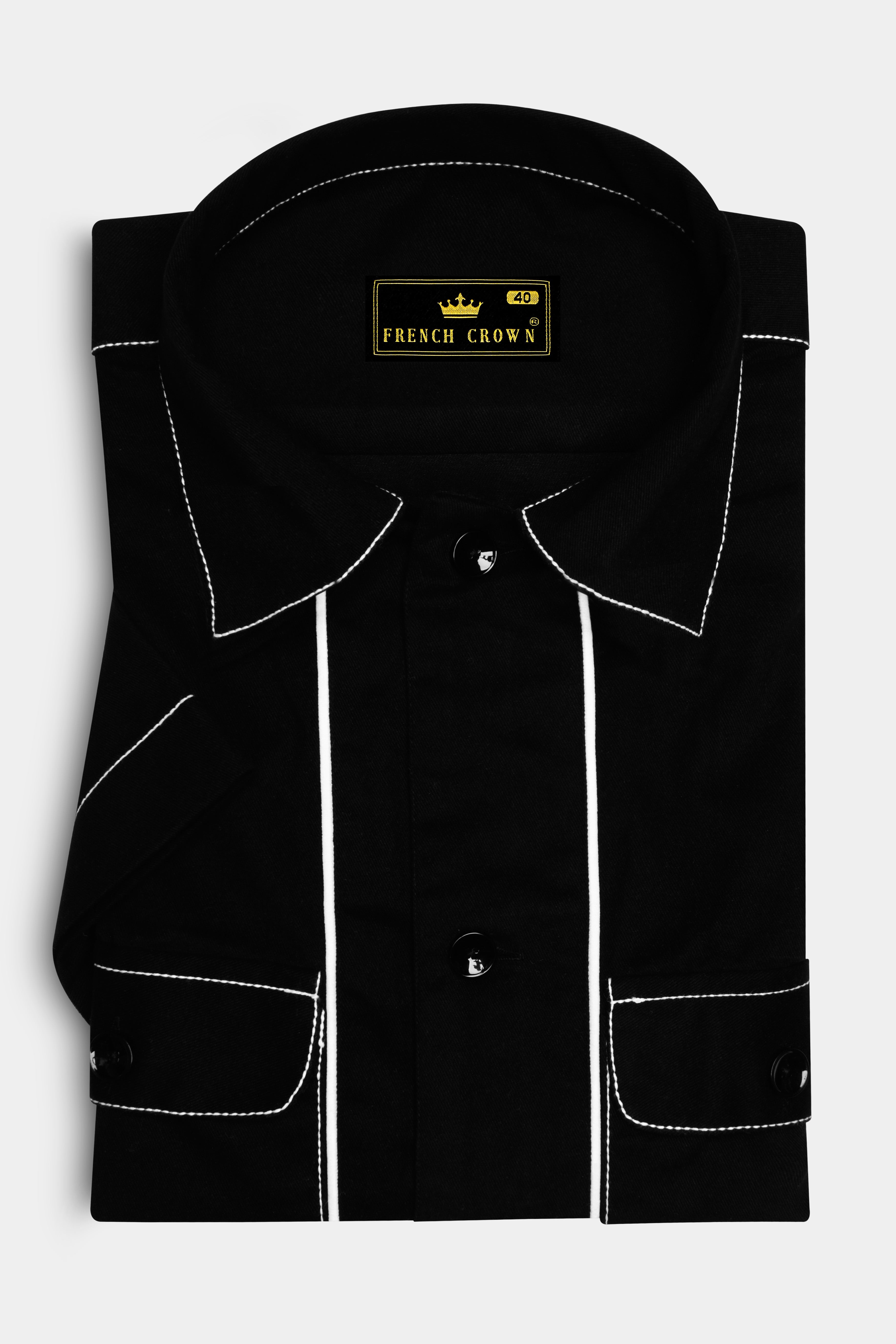 Javerno-Jade Black Heavyweight Flannel Designer Casual Shirt