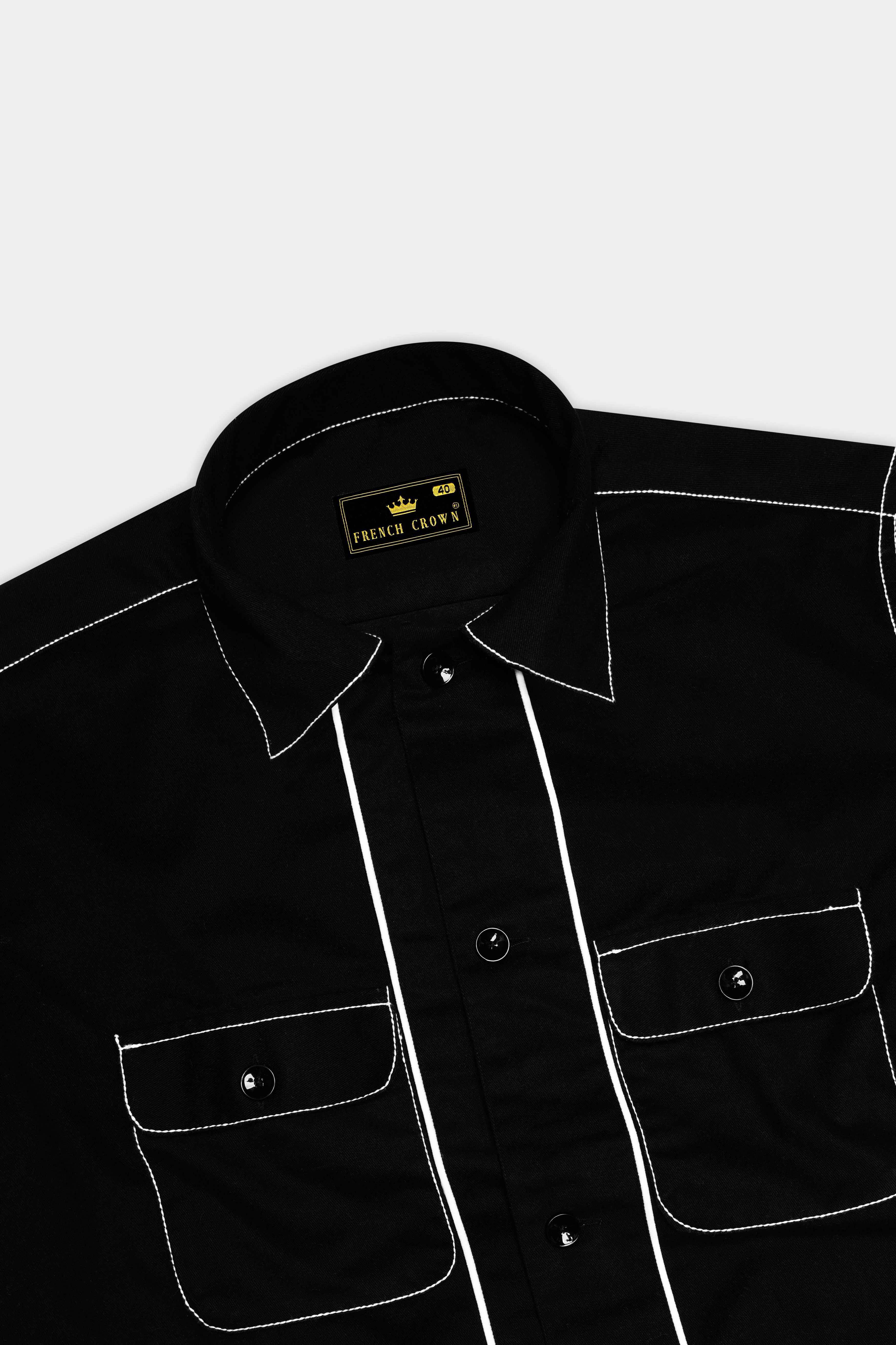 Javerno-Jade Black Heavyweight Flannel Designer Casual Shirt