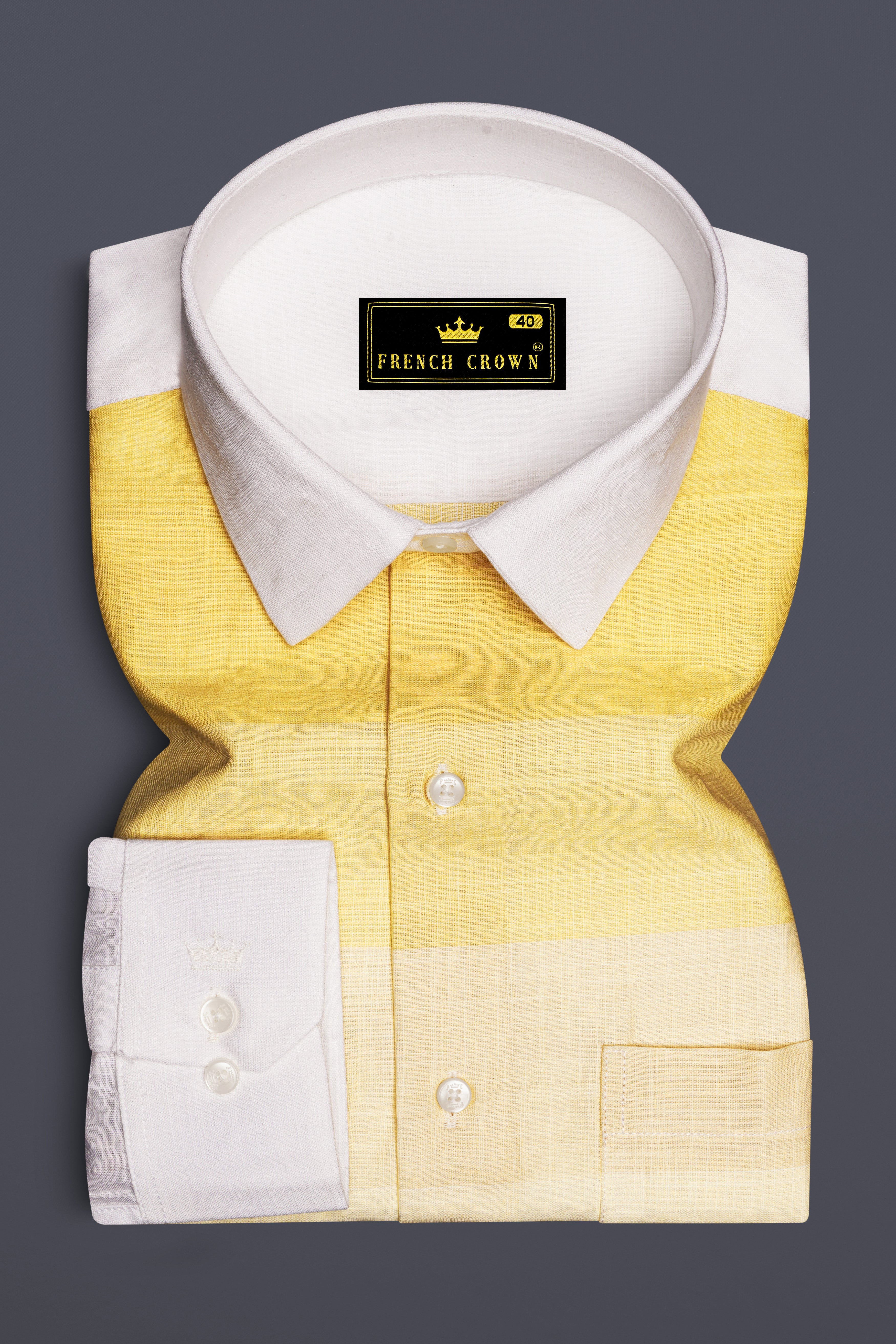 Zaffaro-Primrose Yellow Sunset Stripes Luxurious Linen Casual Shirt