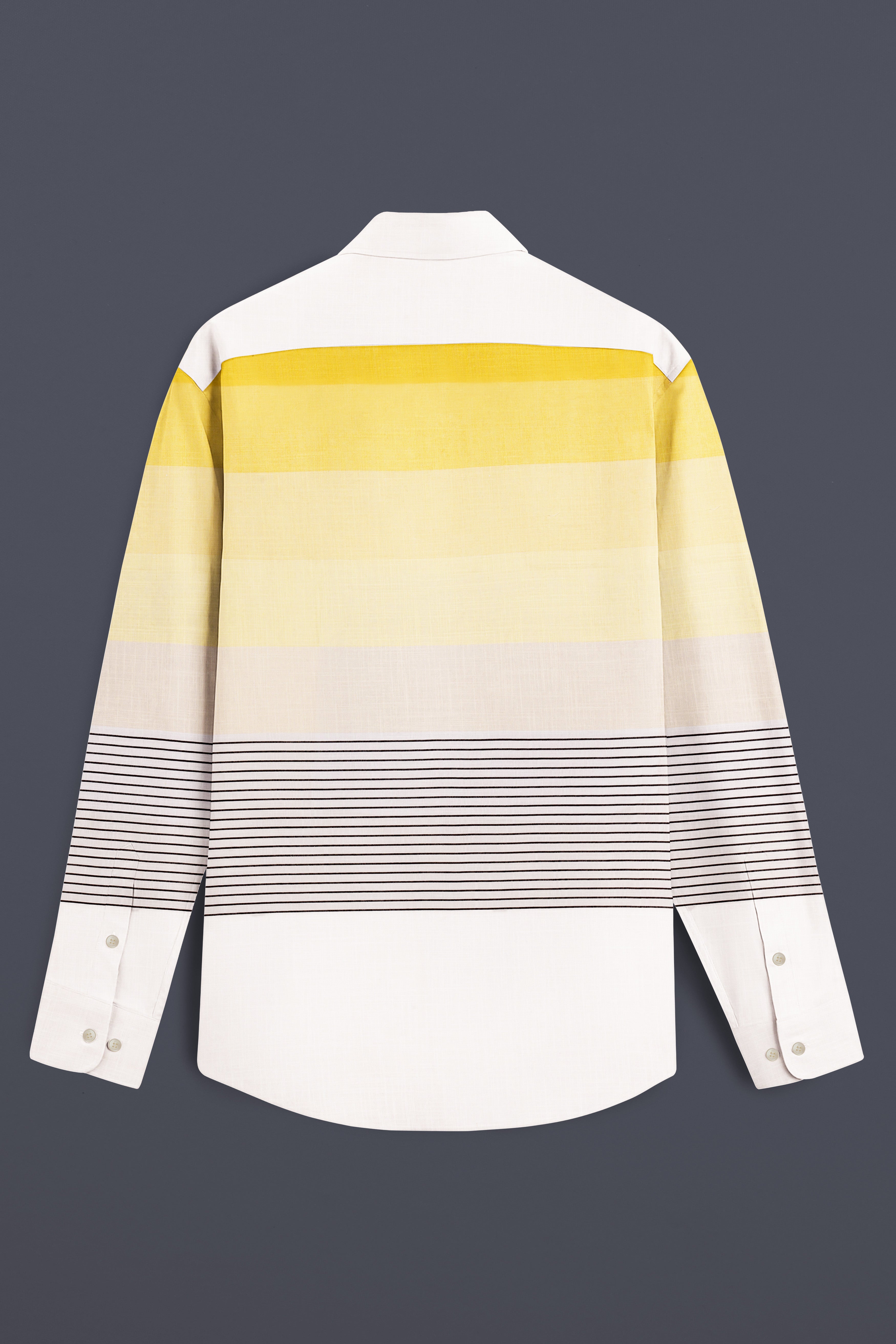 Zaffaro-Primrose Yellow Sunset Stripes Luxurious Linen Casual Shirt