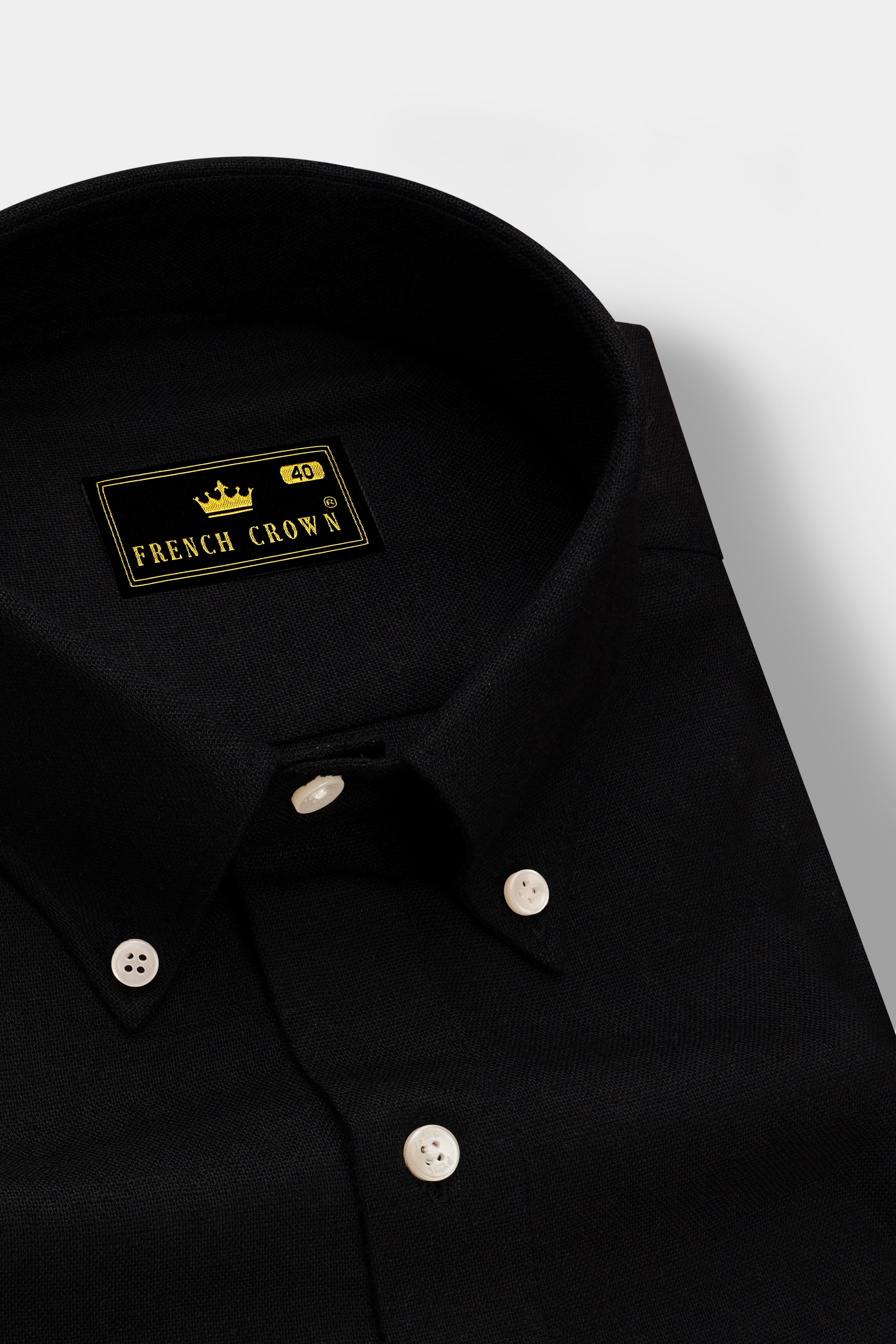 Nerjade-Jade Black Luxurious Linen Dress Shirt