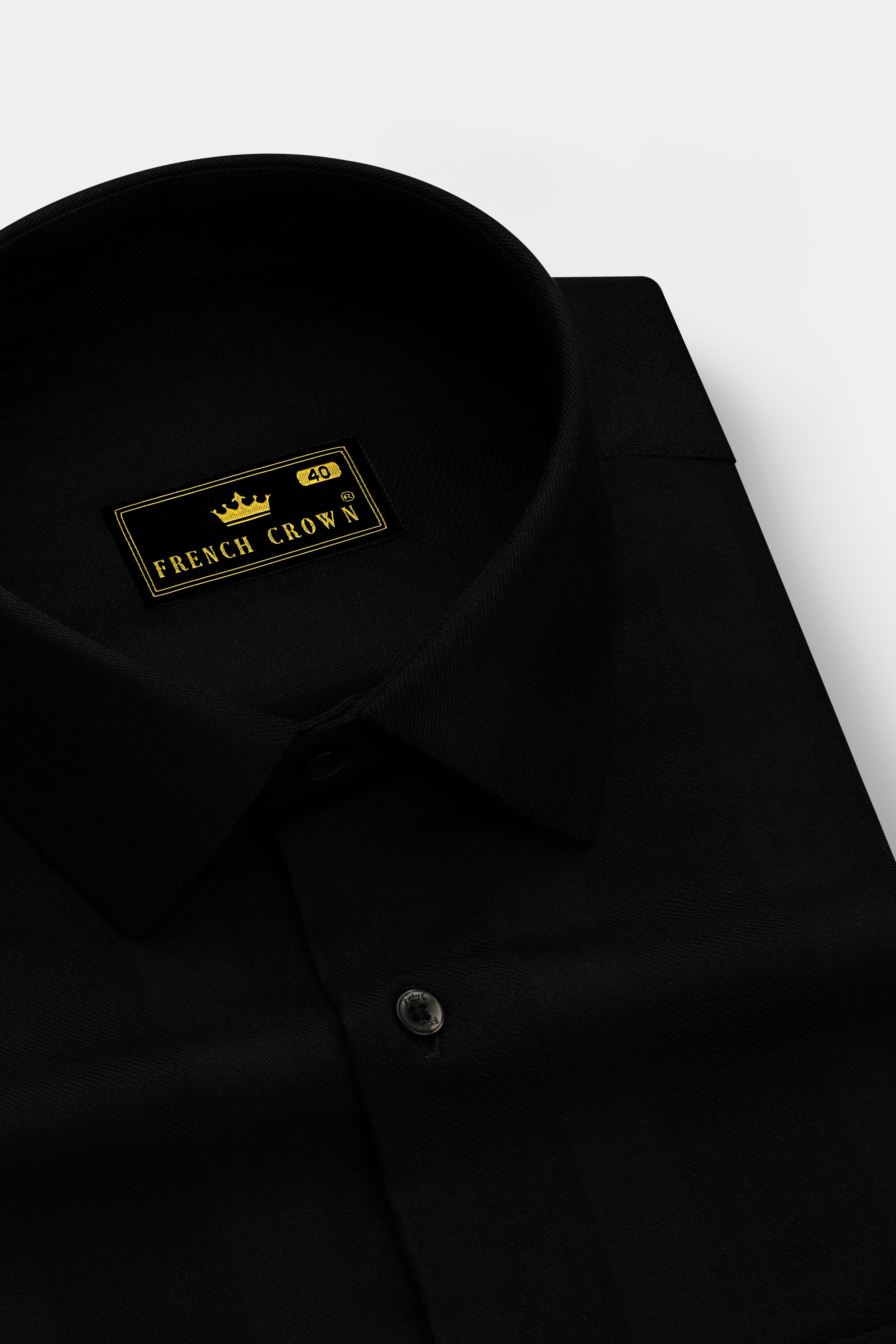 Velnero-Jade Black Twill Premium Cotton Dress Shirt