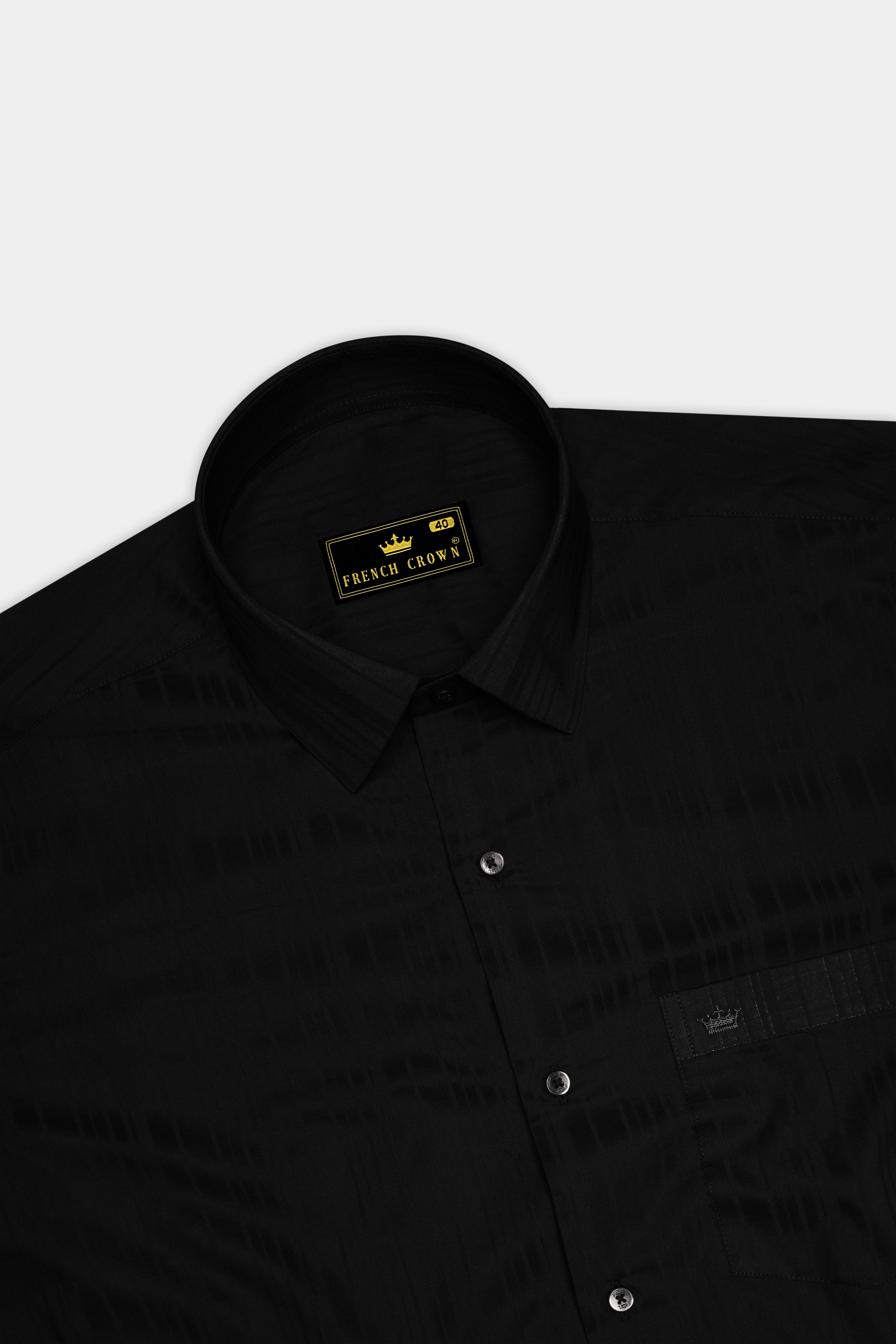 Obscario-Jade black Stripes Jacquard Textured Stretchable Premium Cotton Dress Shirt