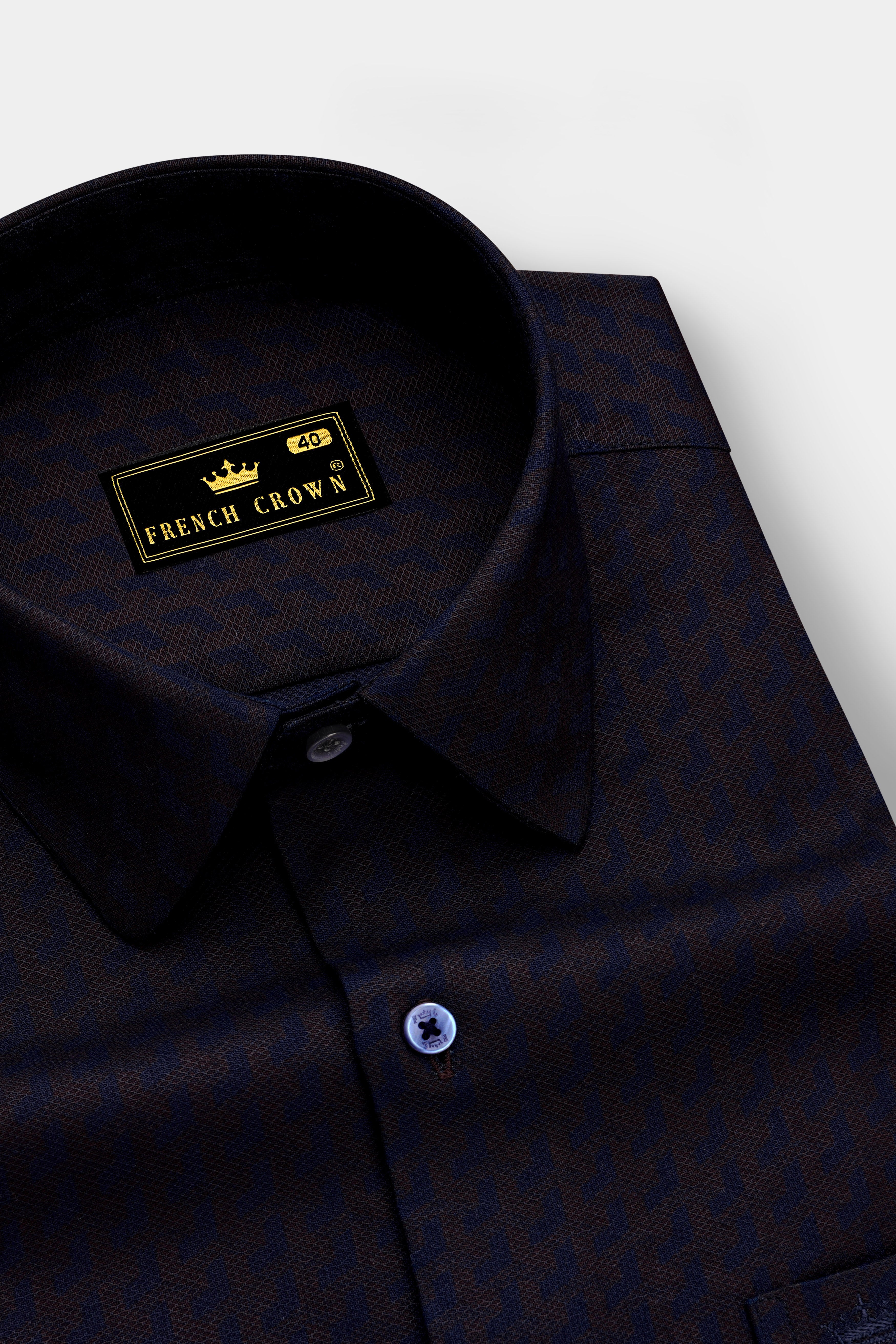 Jacnero-Ebony Blue Jacquard Textured Premium Cotton Dress Shirt