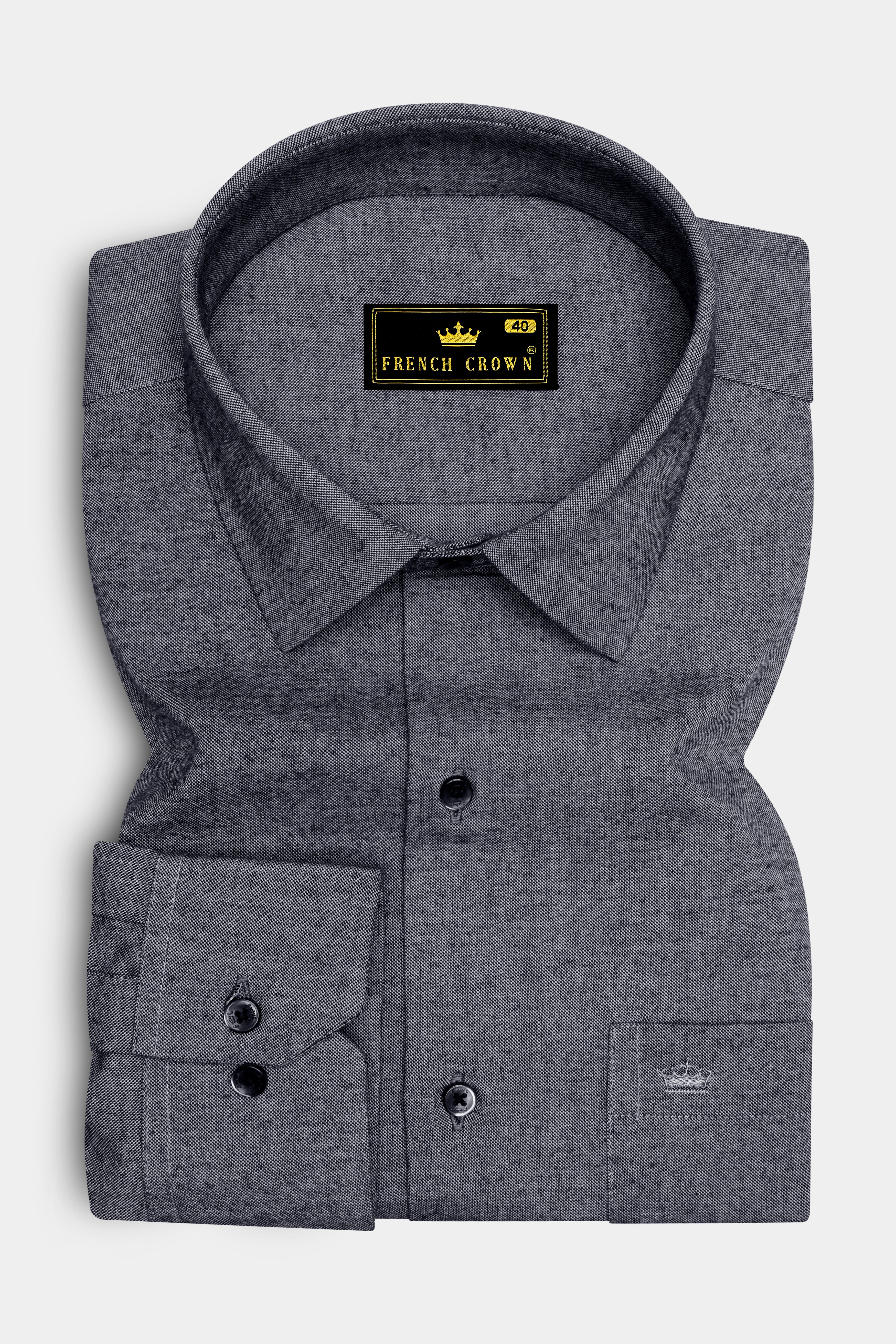 Argento-Monsoon Gray Textured Heavy Weight Oxford Premium Cotton Dress Shirt