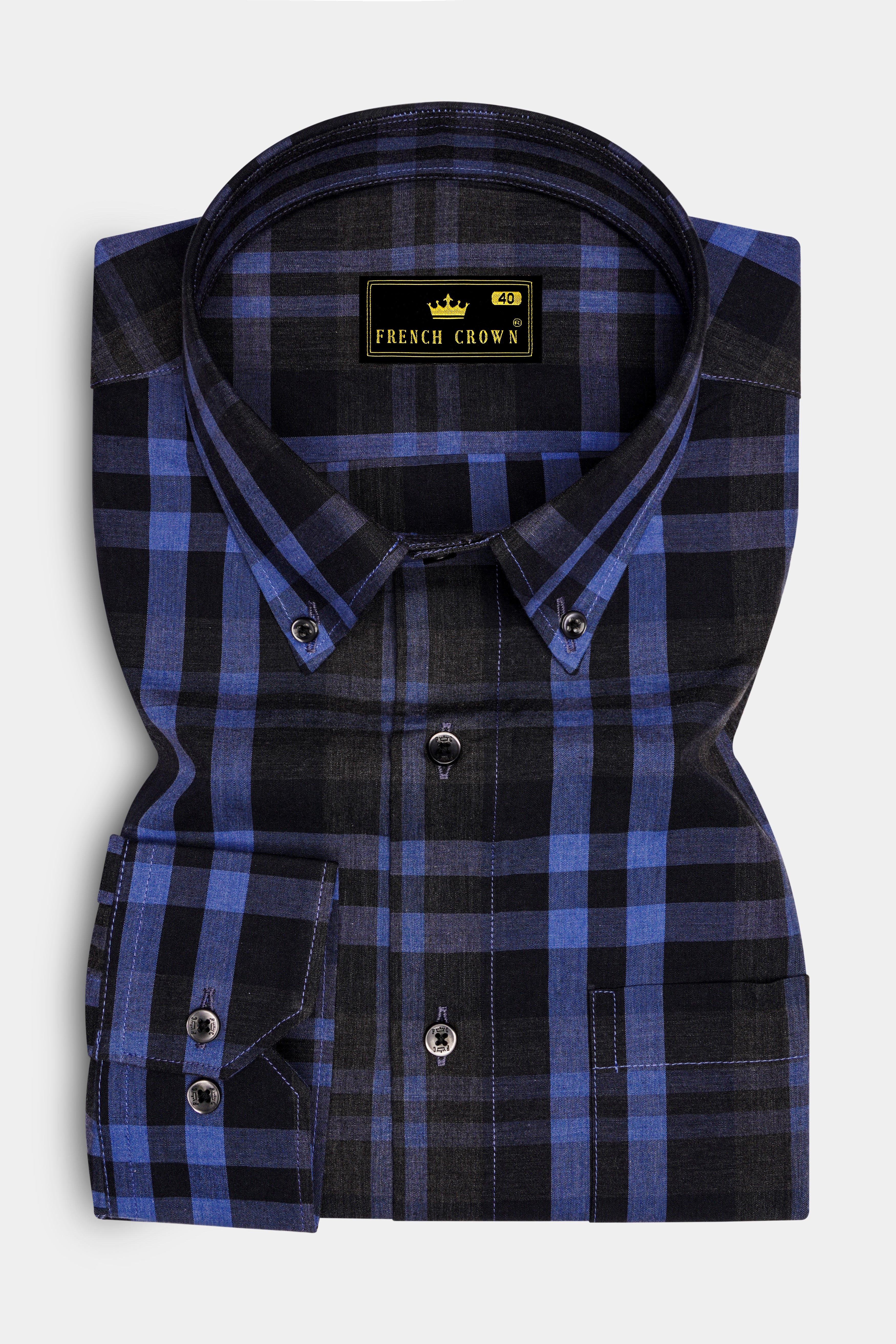 Blunero-Scampi Blue And Jade Black Super Soft Premium Cotton Semi Formal Shirt