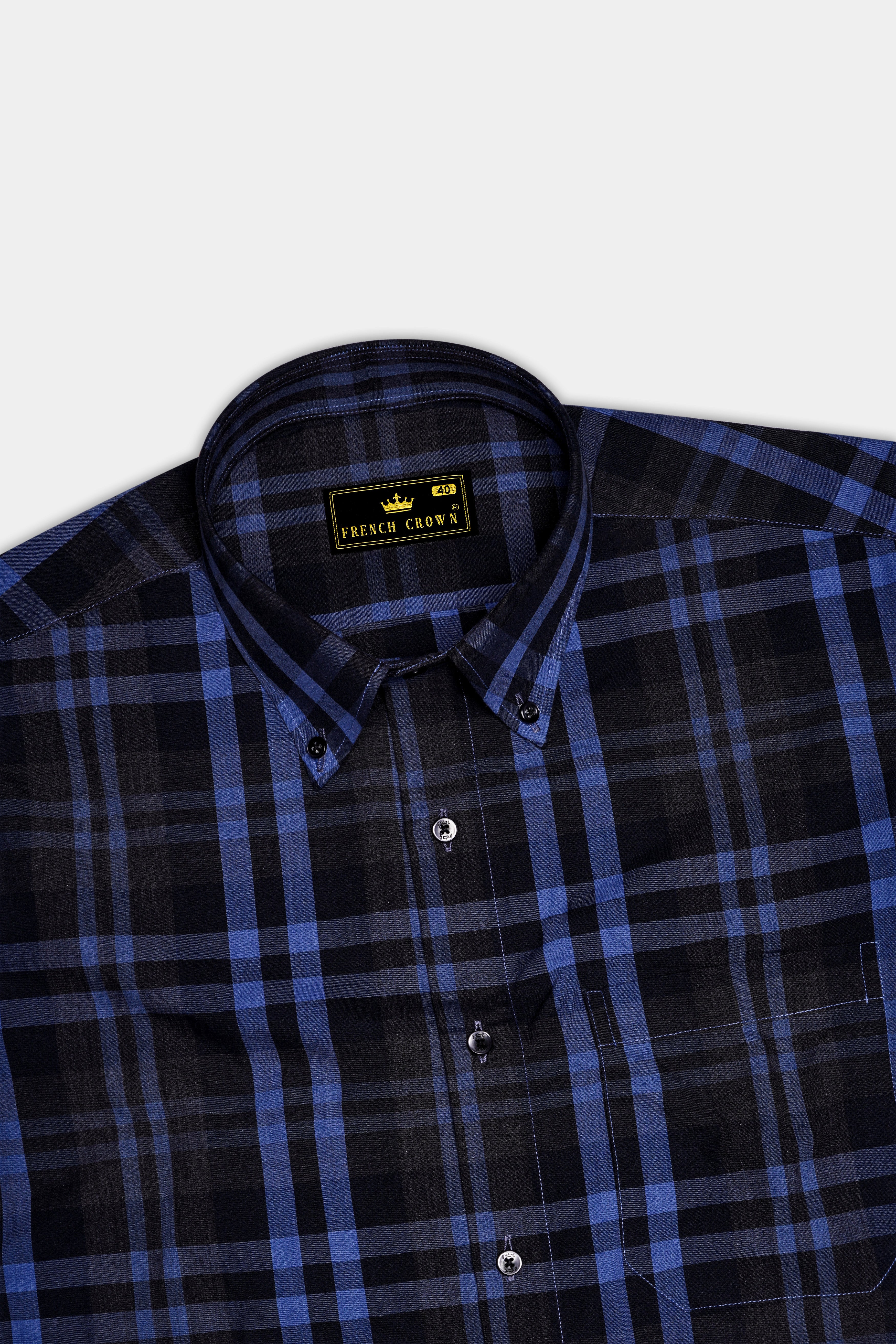 Blunero-Scampi Blue And Jade Black Super Soft Premium Cotton Semi Formal Shirt