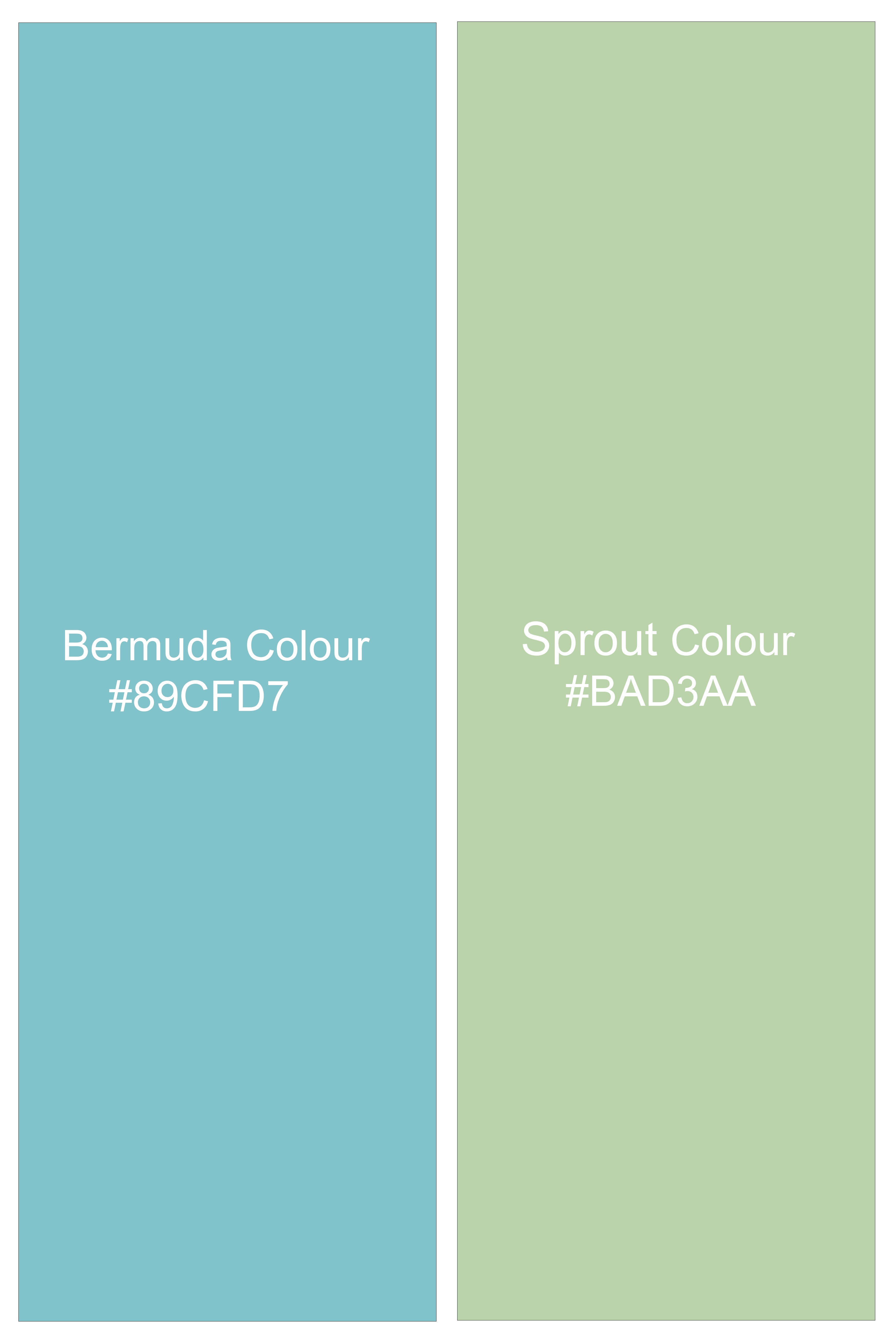 Oceverde-Bermuda Blue And Sprout Green Bayadere Striped Heavy Weight Oxford Premium Cotton Casual Shirt