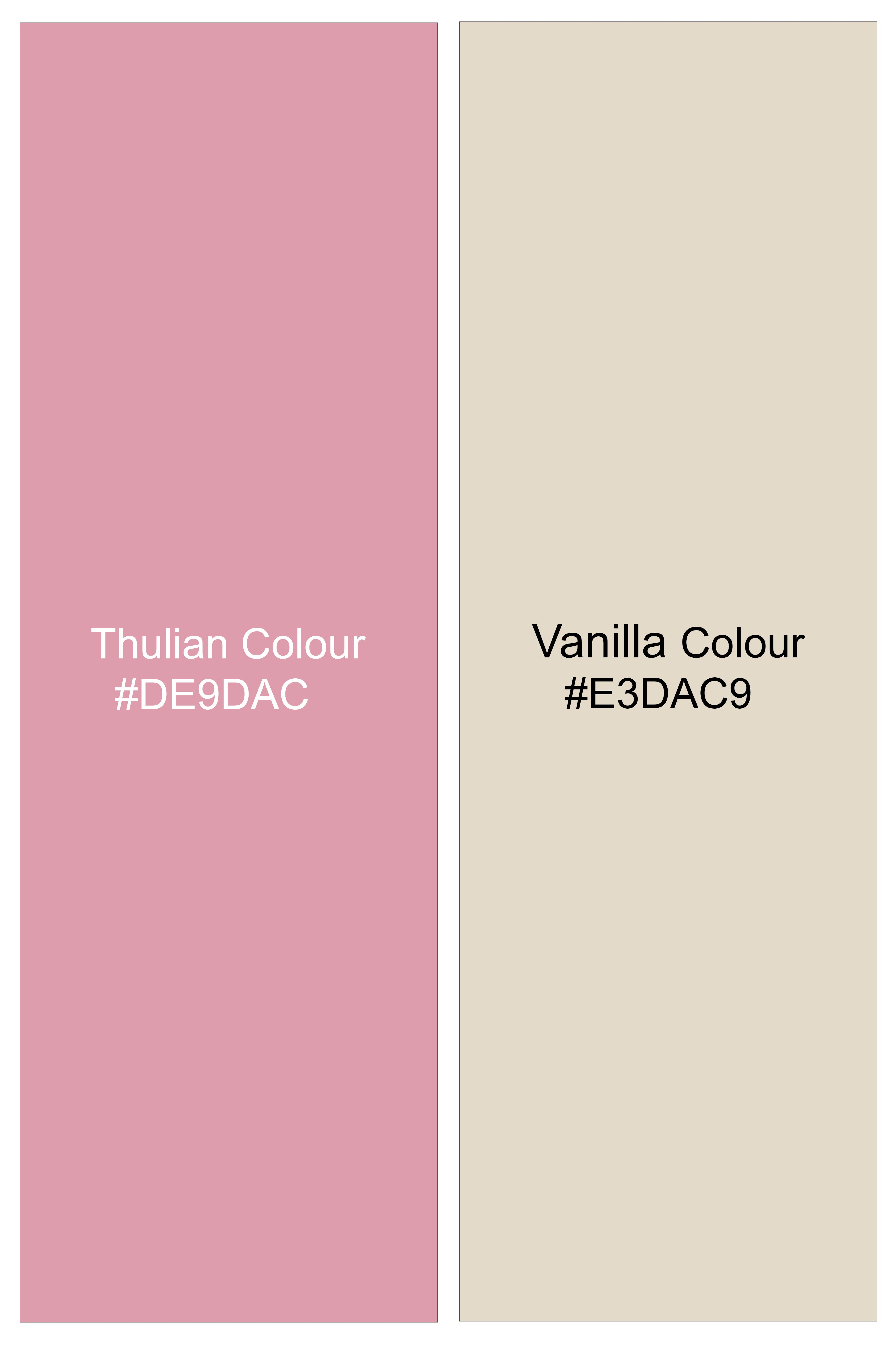 Rosavon-Thulian Pink And Vanilla Cream Plaid Heavyweight Premium Flannel Cotton Casual Shirt