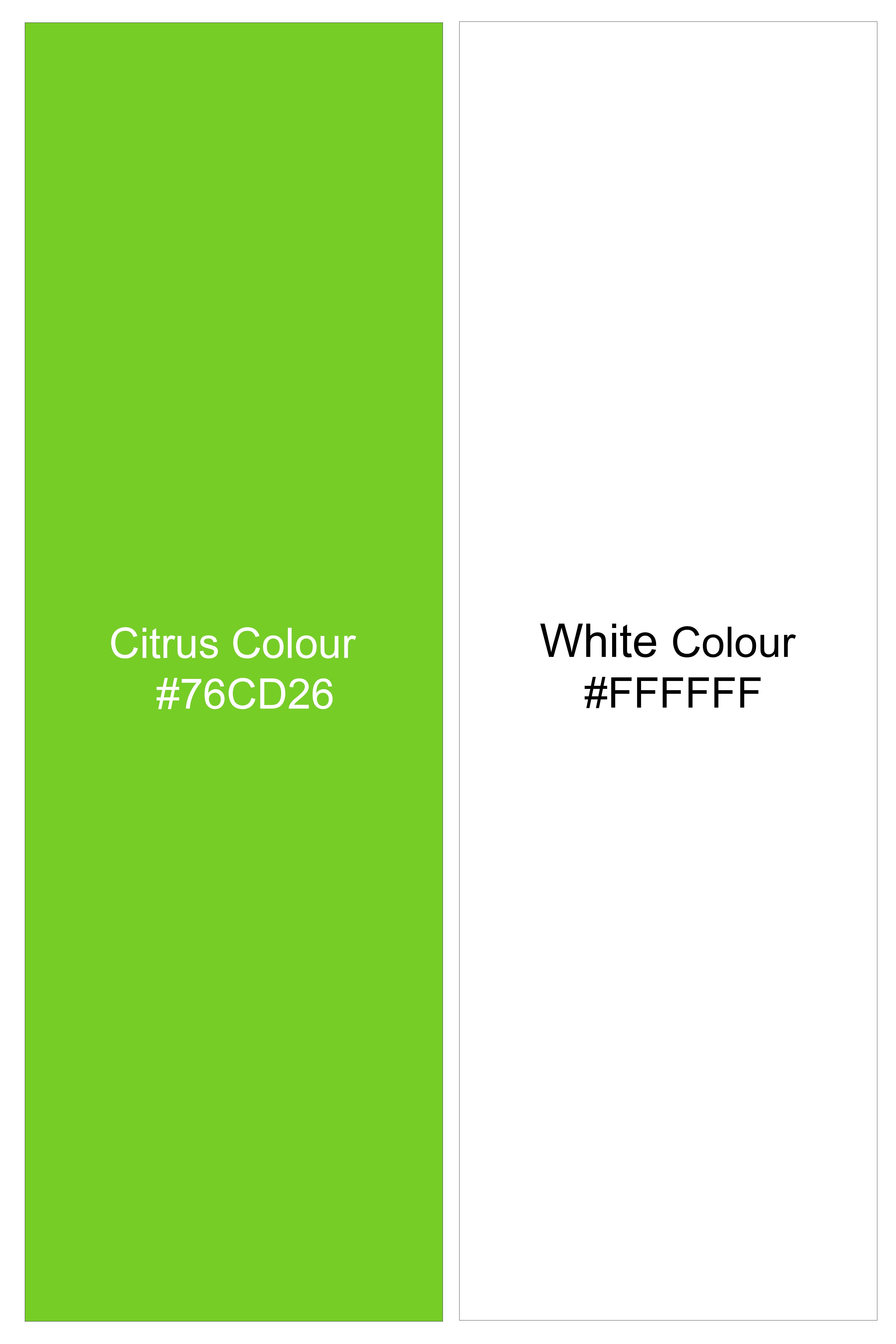 Lustrivon-Citrus Green And Bright White Candy Striped Subtle Sheen Super Soft Premium Cotton White Cuff Collar Dress Shirt